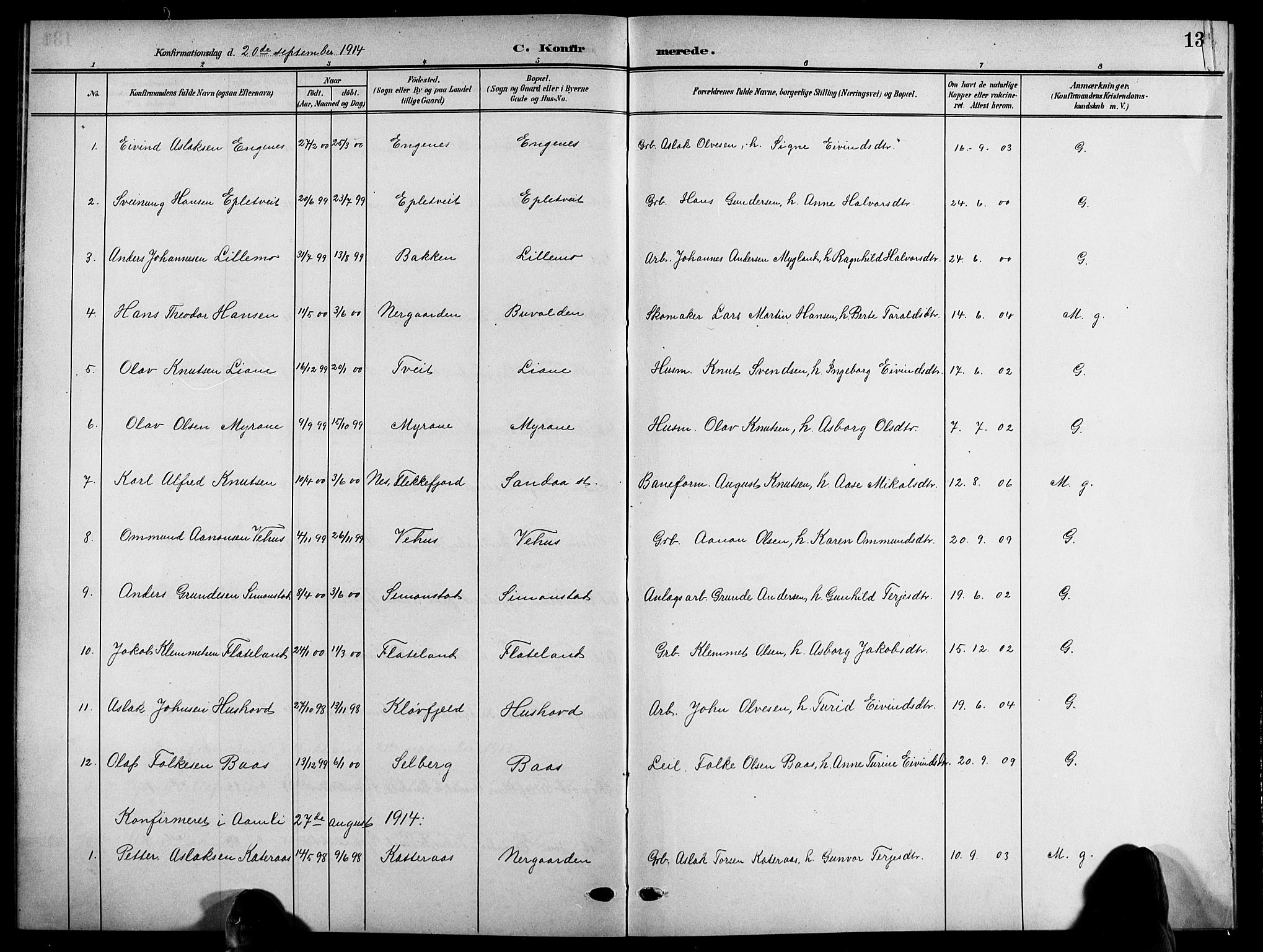Åmli sokneprestkontor, SAK/1111-0050/F/Fb/Fbc/L0005: Parish register (copy) no. B 5, 1903-1916, p. 131