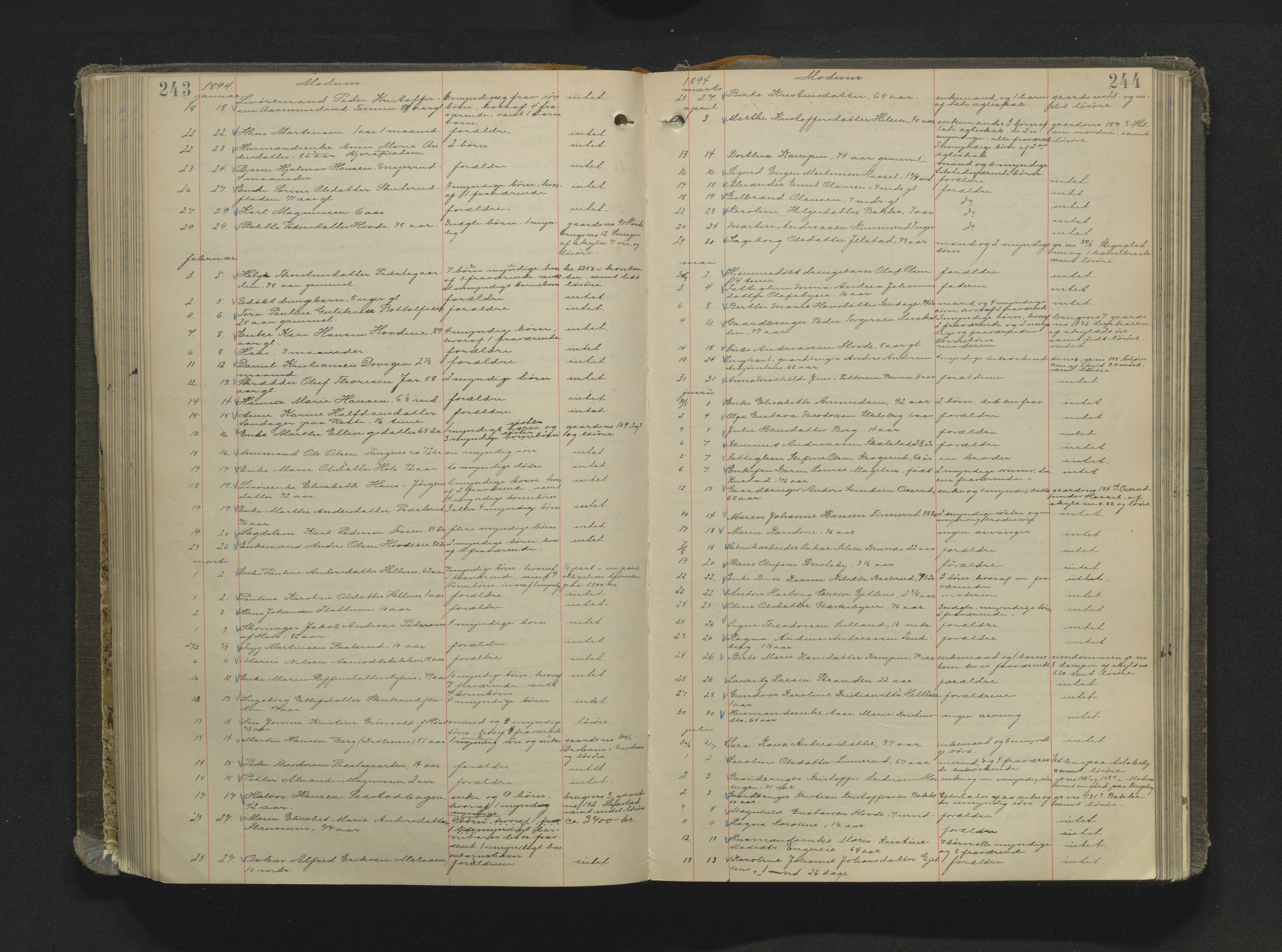 Eiker, Modum og Sigdal sorenskriveri, AV/SAKO-A-123/H/Ha/Haa/L0004: Dødsfallsprotokoll, 1892-1912, p. 243-244
