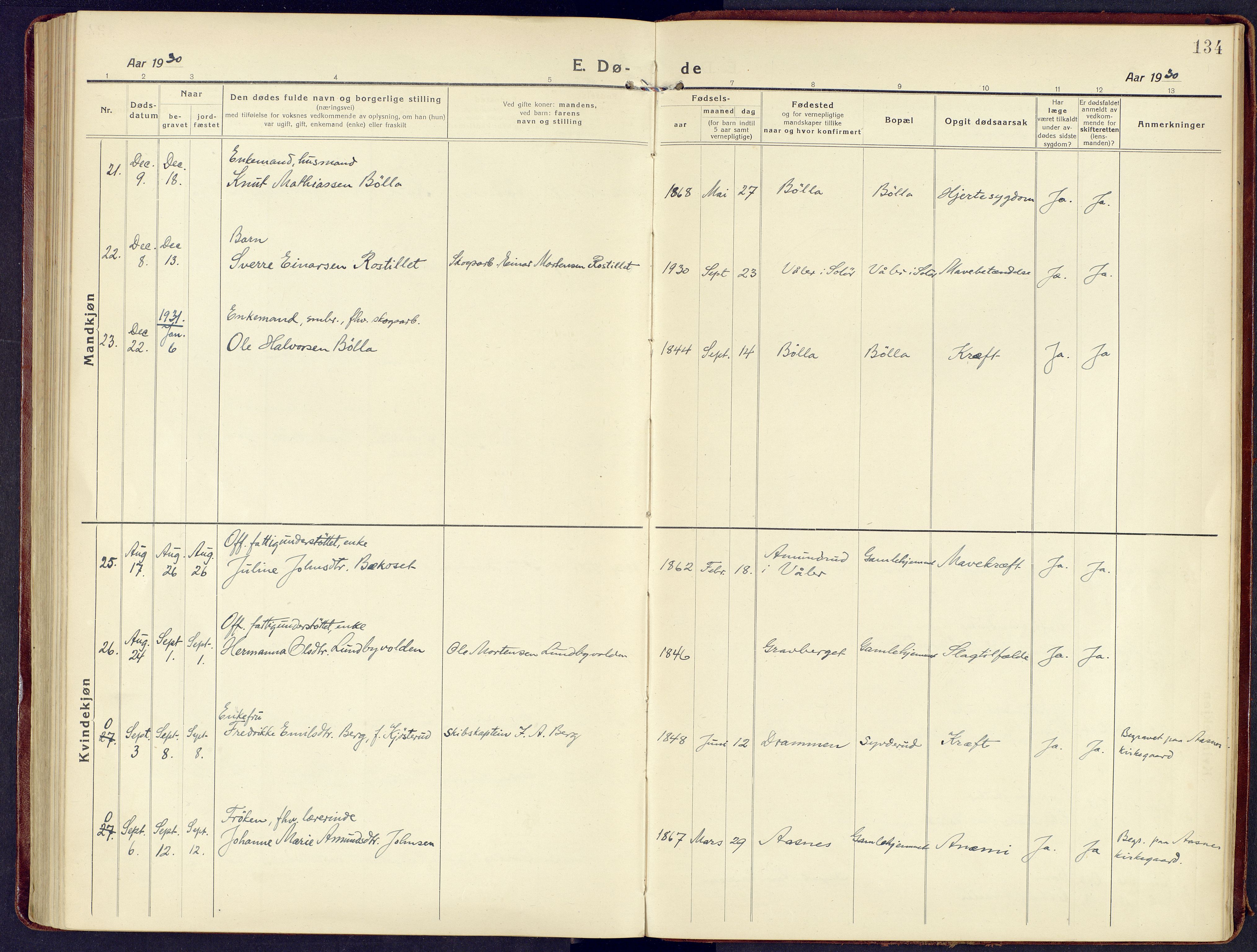 Våler prestekontor, Hedmark, AV/SAH-PREST-040/H/Ha/Haa/L0011: Parish register (official) no. 11, 1919-1933, p. 134