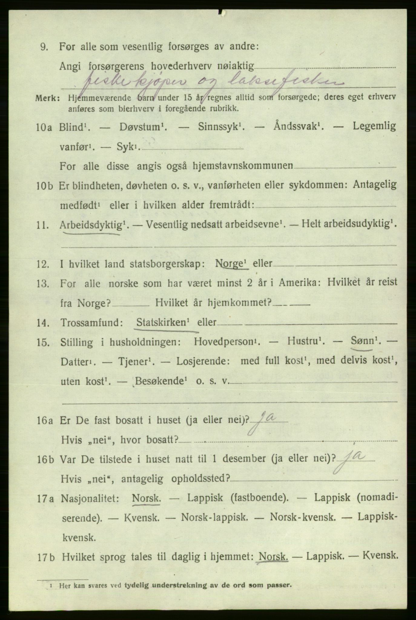 SATØ, 1920 census for Lebesby, 1920, p. 2418