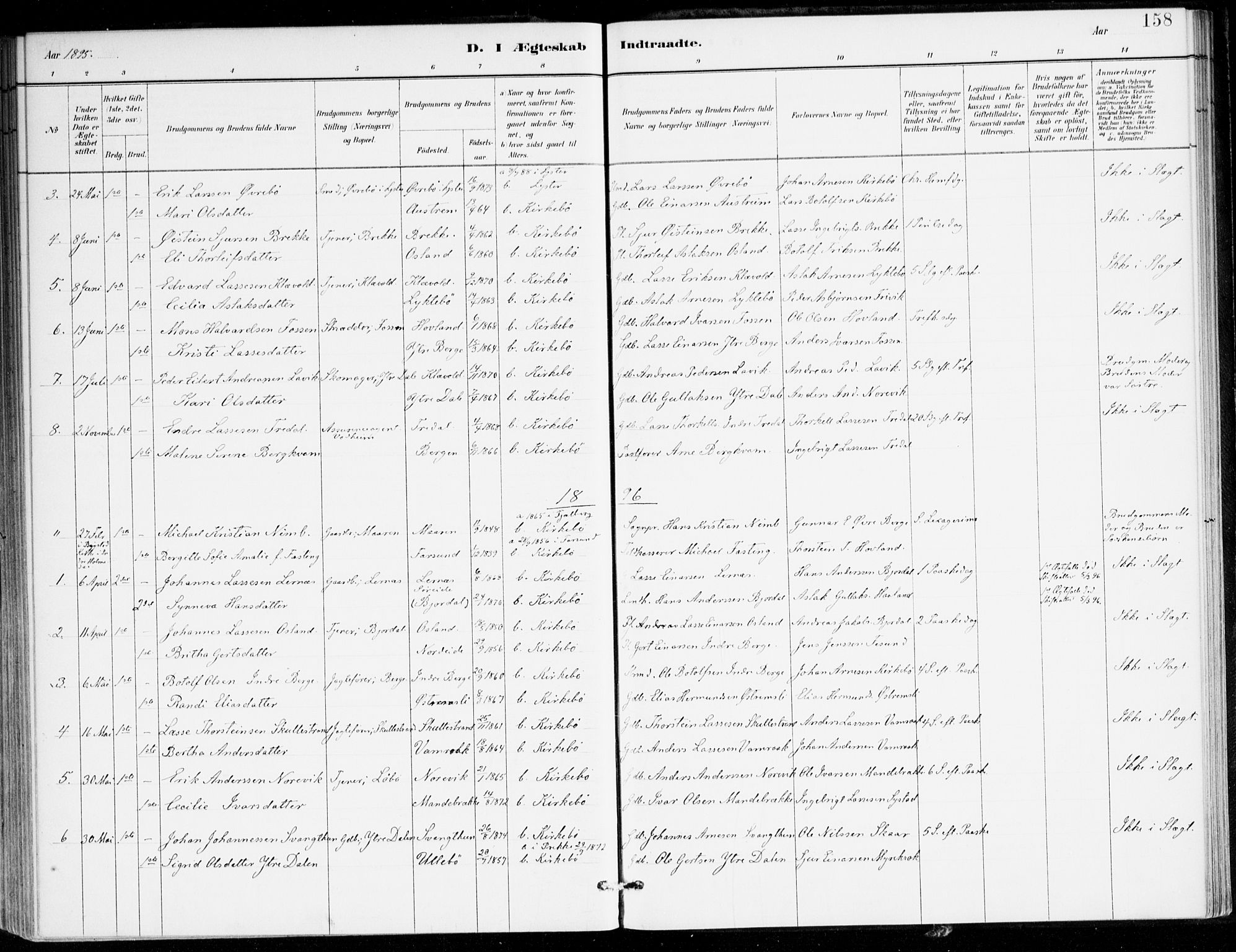 Lavik sokneprestembete, AV/SAB-A-80901: Parish register (official) no. C 1, 1882-1904, p. 158