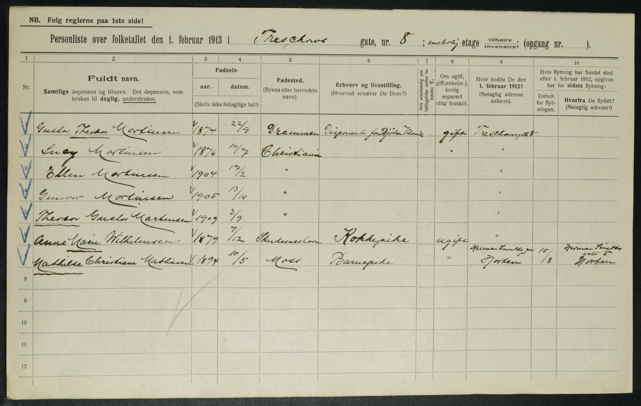 OBA, Municipal Census 1913 for Kristiania, 1913, p. 115536