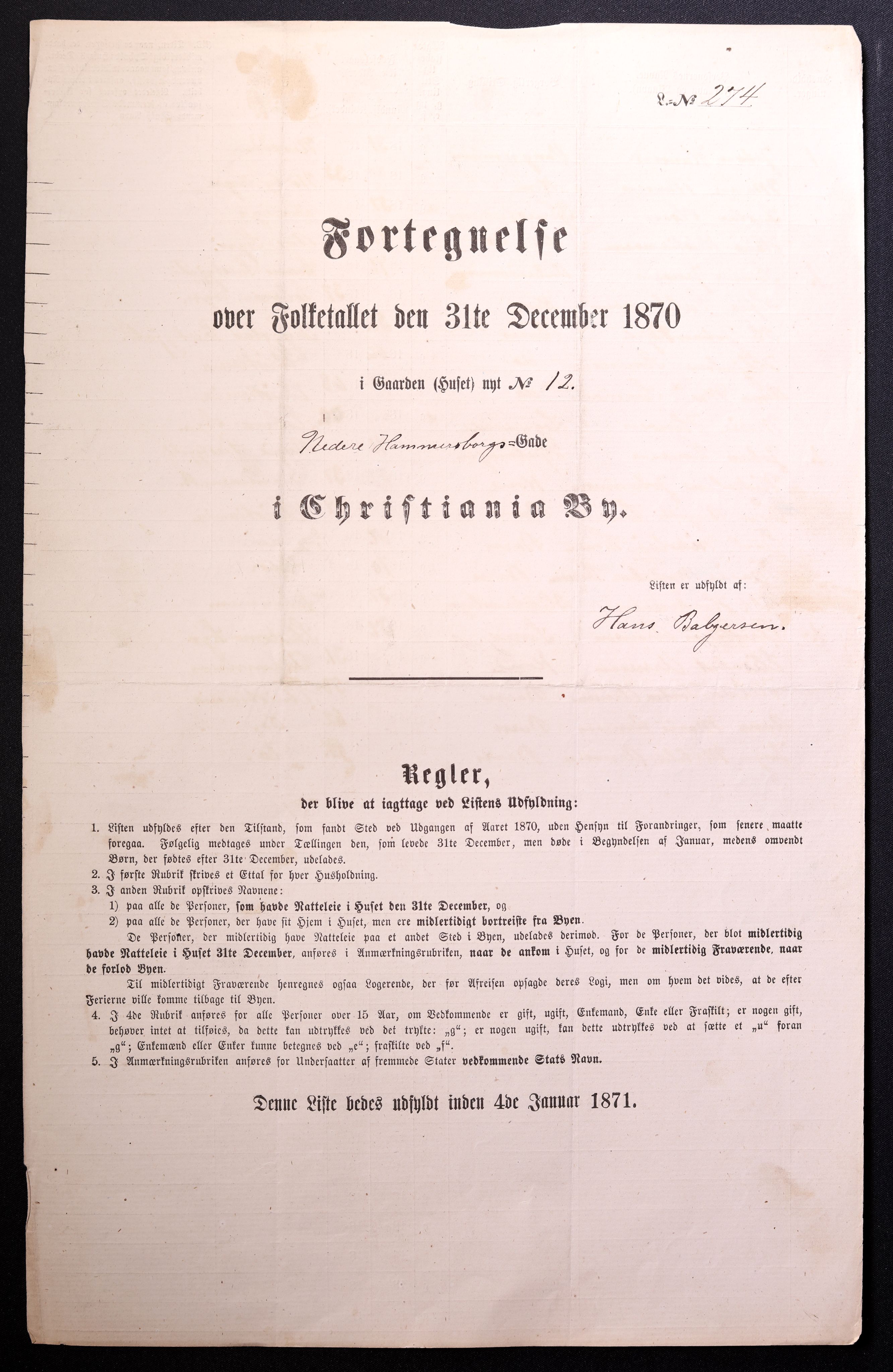 RA, 1870 census for 0301 Kristiania, 1870, p. 2467