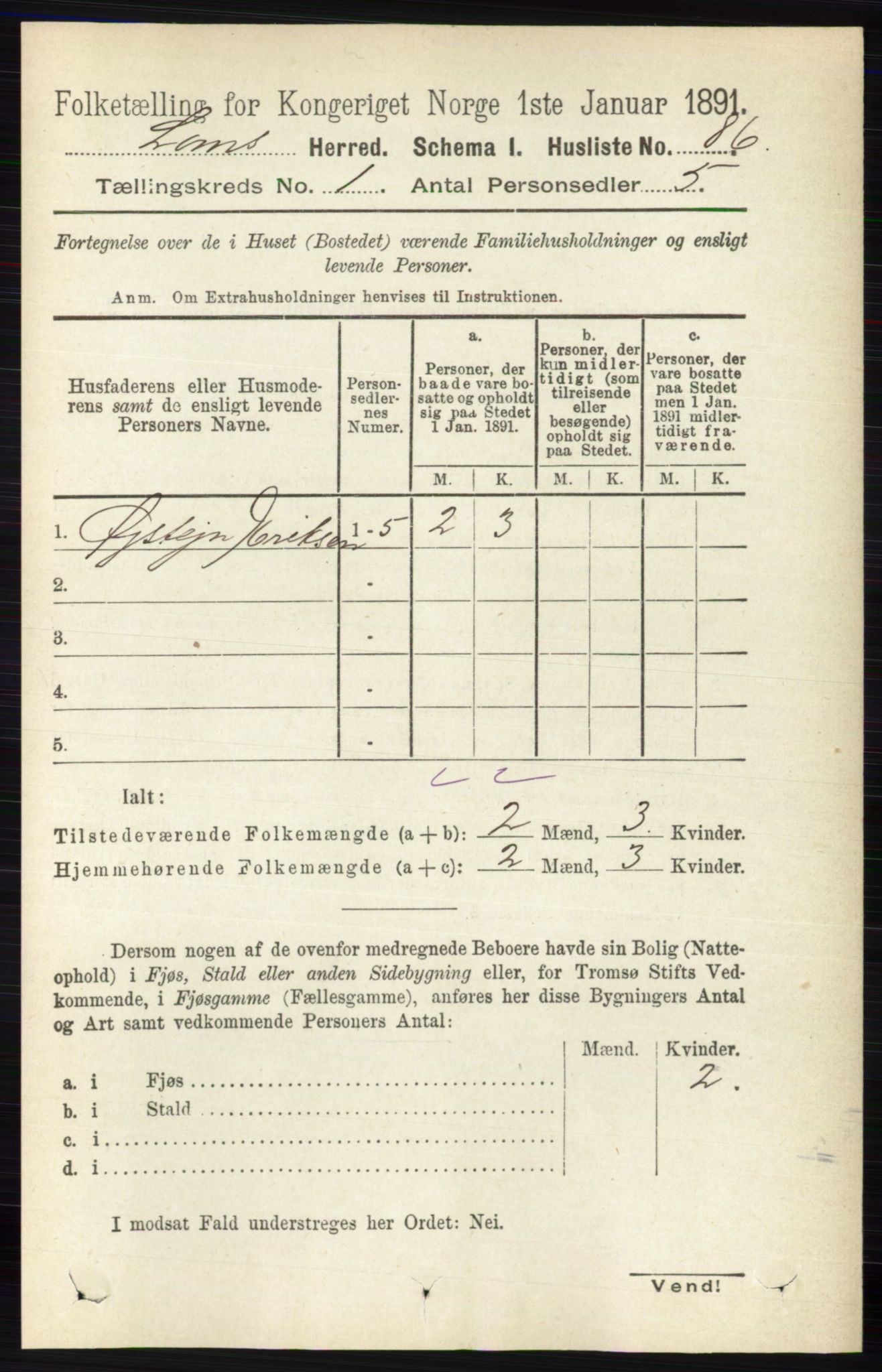 RA, 1891 census for 0514 Lom, 1891, p. 107