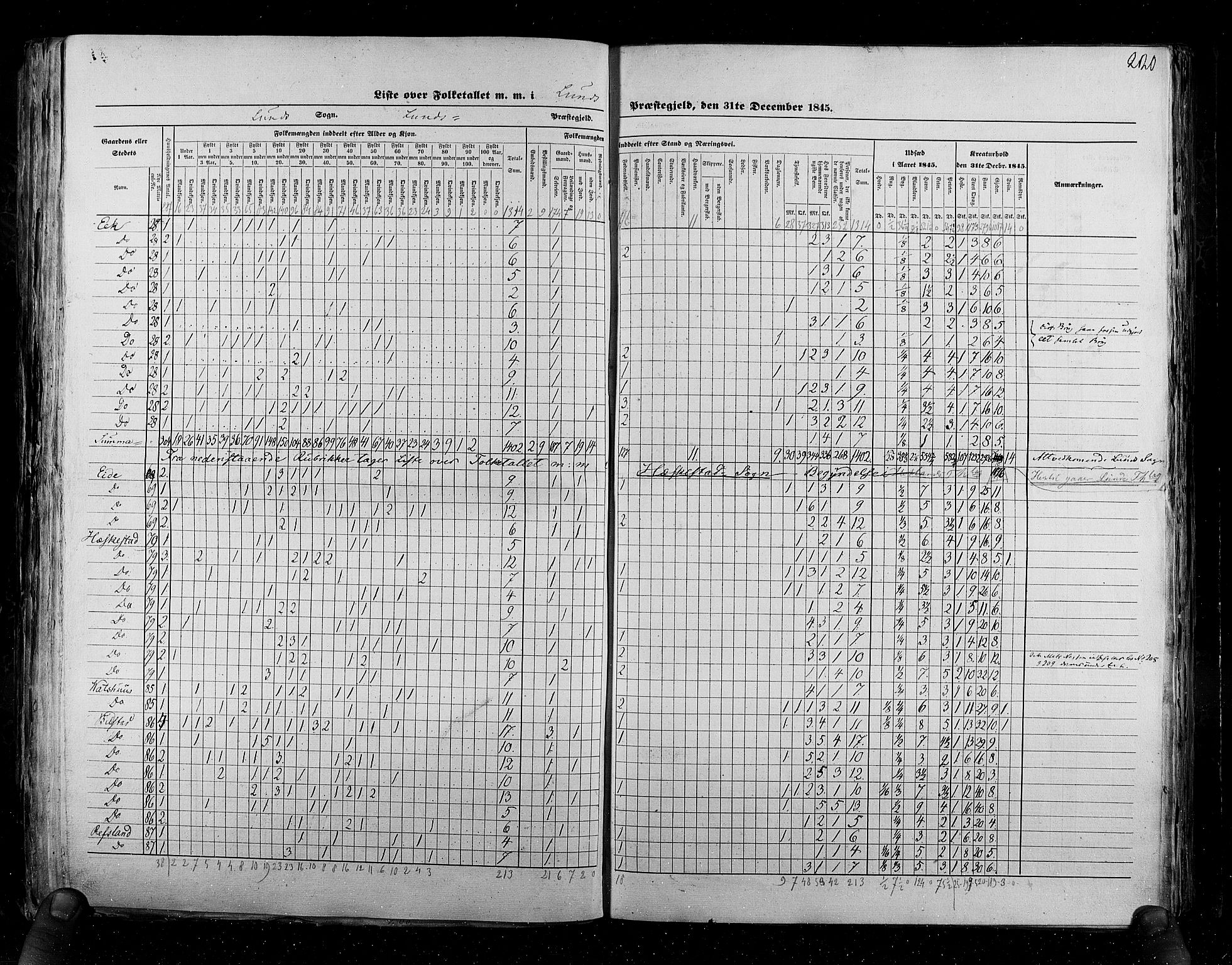 RA, Census 1845, vol. 6: Lister og Mandal amt og Stavanger amt, 1845, p. 220