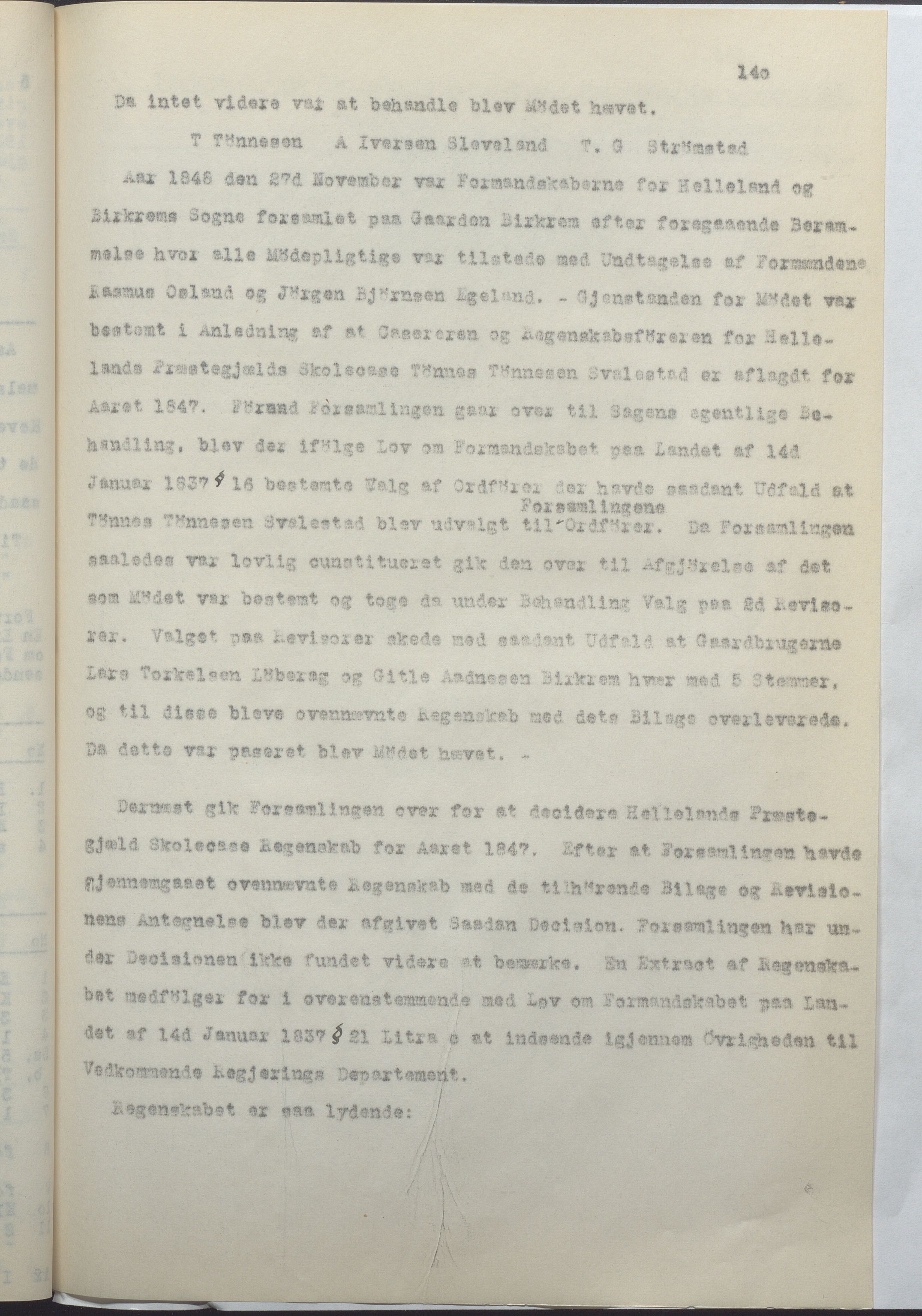 Helleland kommune - Formannskapet, IKAR/K-100479/A/Ab/L0001: Avskrift av møtebok, 1837-1866, p. 140