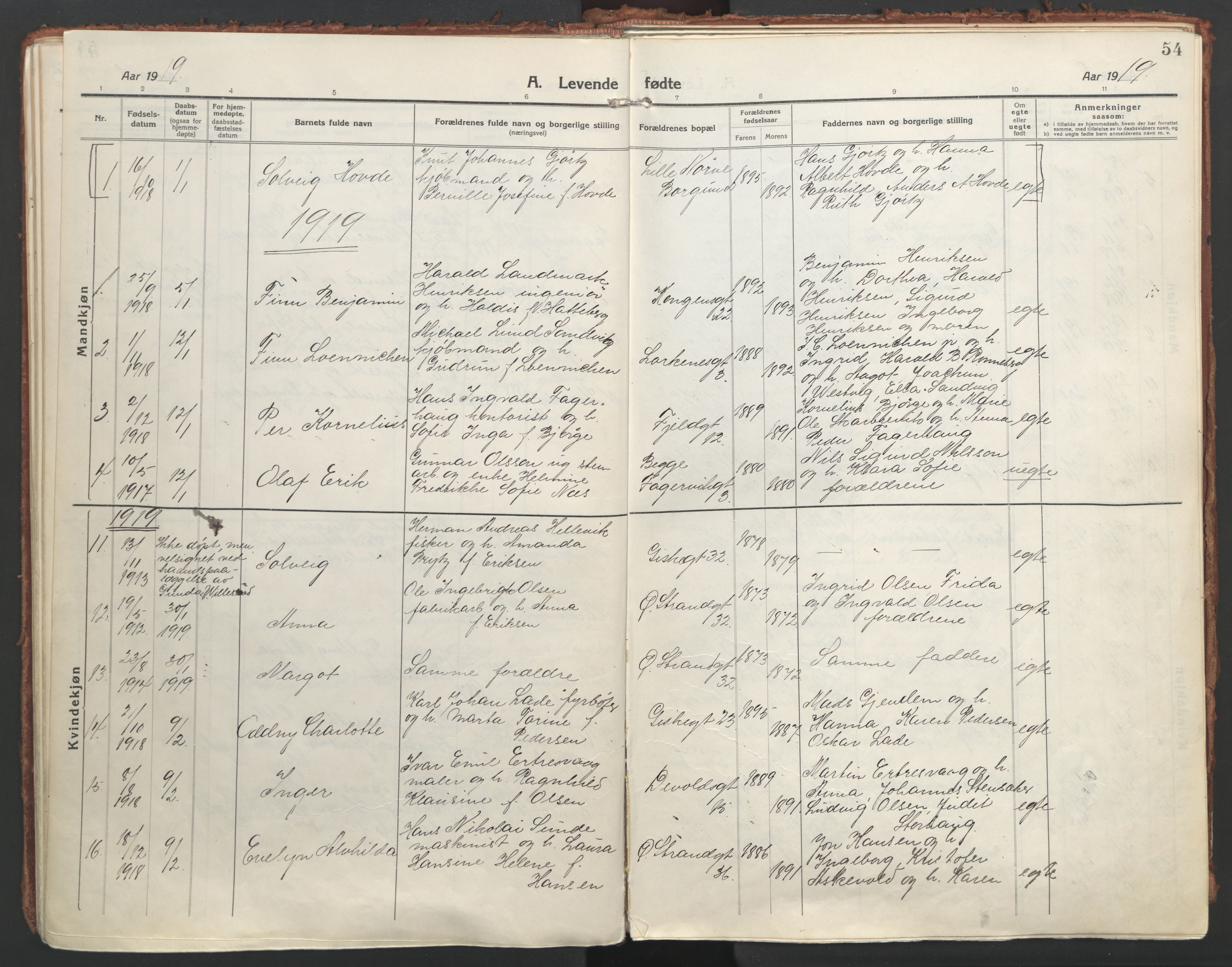 Ministerialprotokoller, klokkerbøker og fødselsregistre - Møre og Romsdal, AV/SAT-A-1454/529/L0462: Parish register (official) no. 529A12, 1917-1924, p. 54