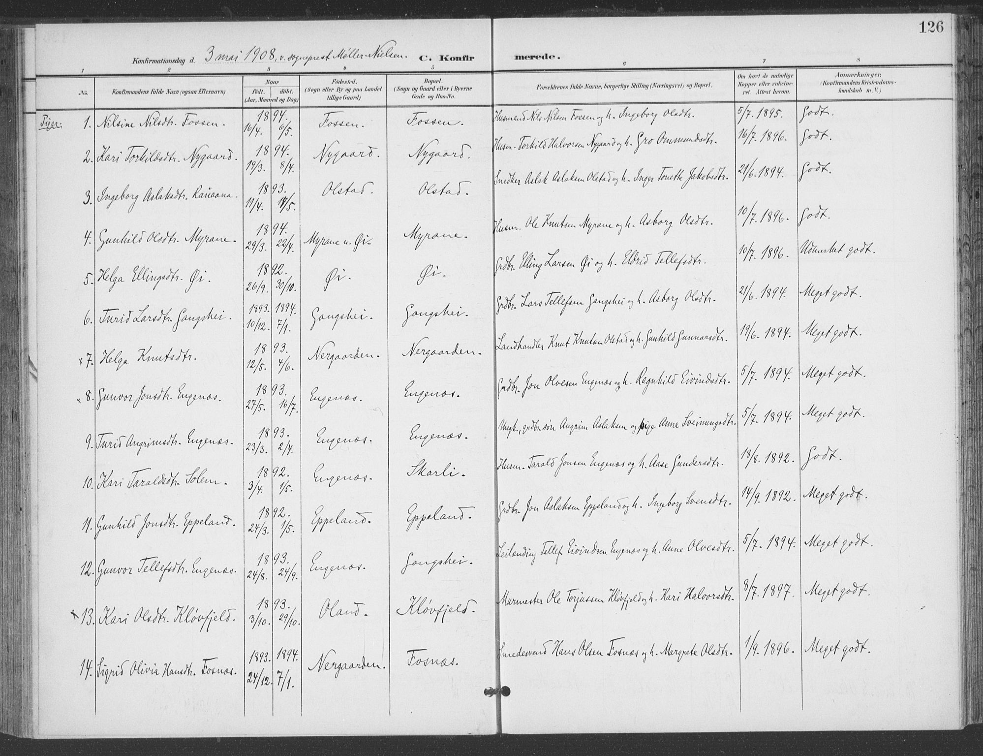 Åmli sokneprestkontor, AV/SAK-1111-0050/F/Fa/Fac/L0012: Parish register (official) no. A 12, 1900-1914, p. 126