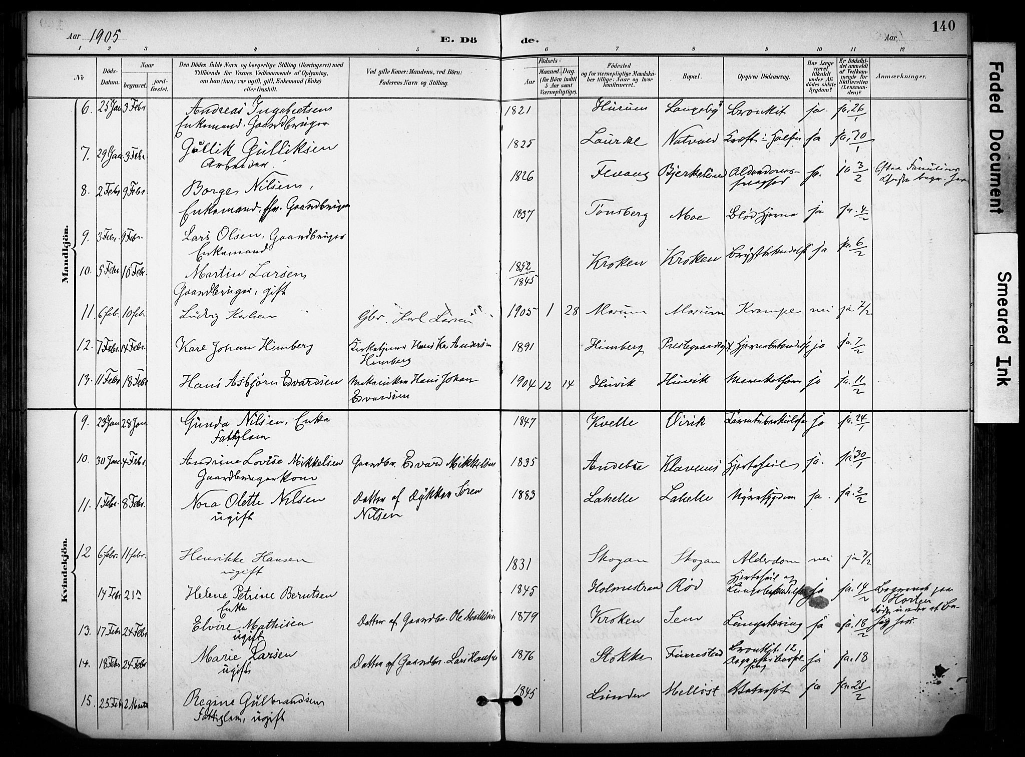 Sandar kirkebøker, SAKO/A-243/F/Fa/L0015: Parish register (official) no. 15, 1896-1907, p. 140