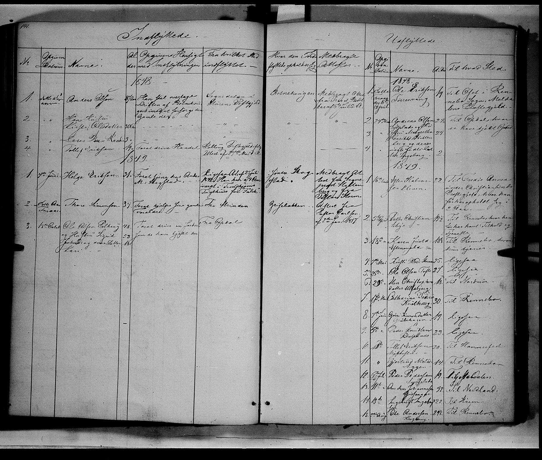 Kvikne prestekontor, SAH/PREST-064/H/Ha/Haa/L0005: Parish register (official) no. 5, 1841-1862, p. 141