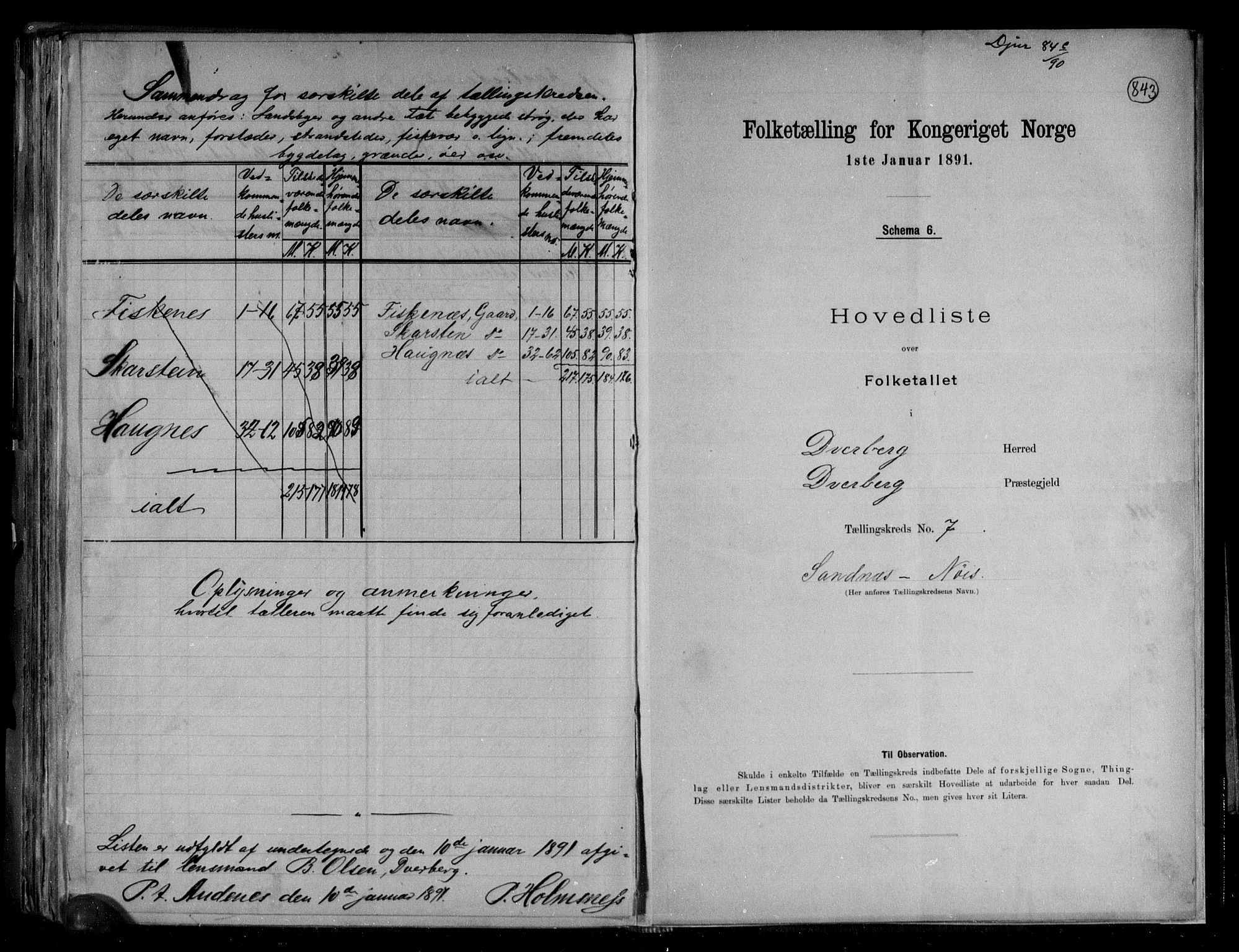 RA, 1891 census for 1872 Dverberg, 1891, p. 16