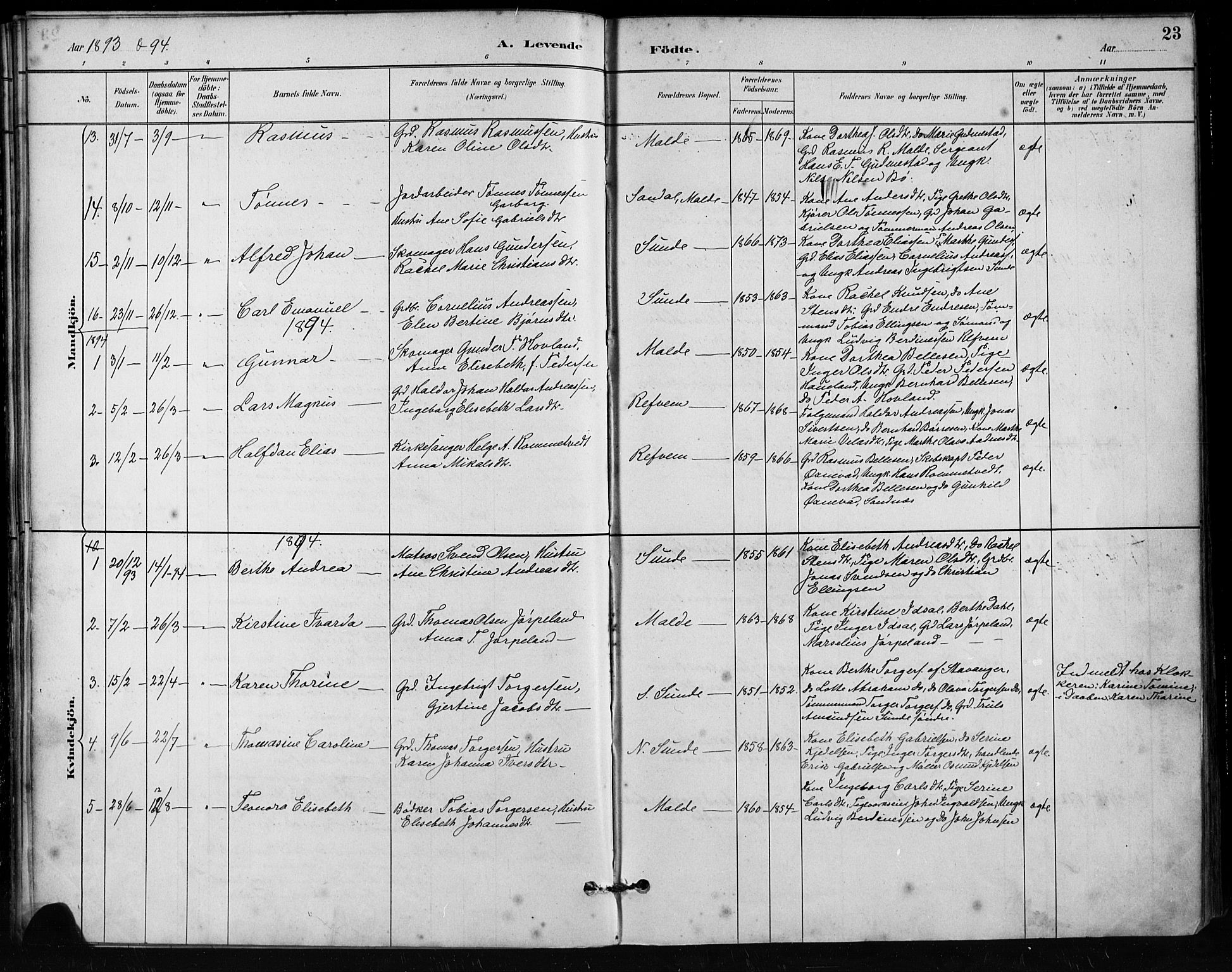 Håland sokneprestkontor, AV/SAST-A-101802/001/30BA/L0011: Parish register (official) no. A 10, 1883-1900, p. 23