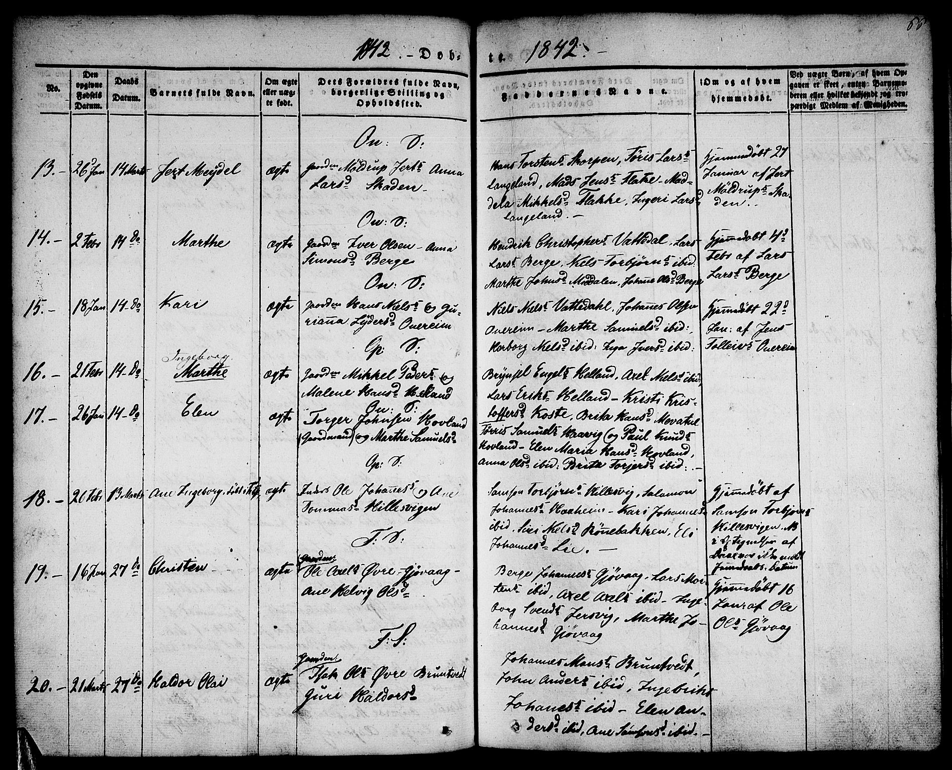 Tysnes sokneprestembete, AV/SAB-A-78601/H/Haa: Parish register (official) no. A 9, 1837-1848, p. 66