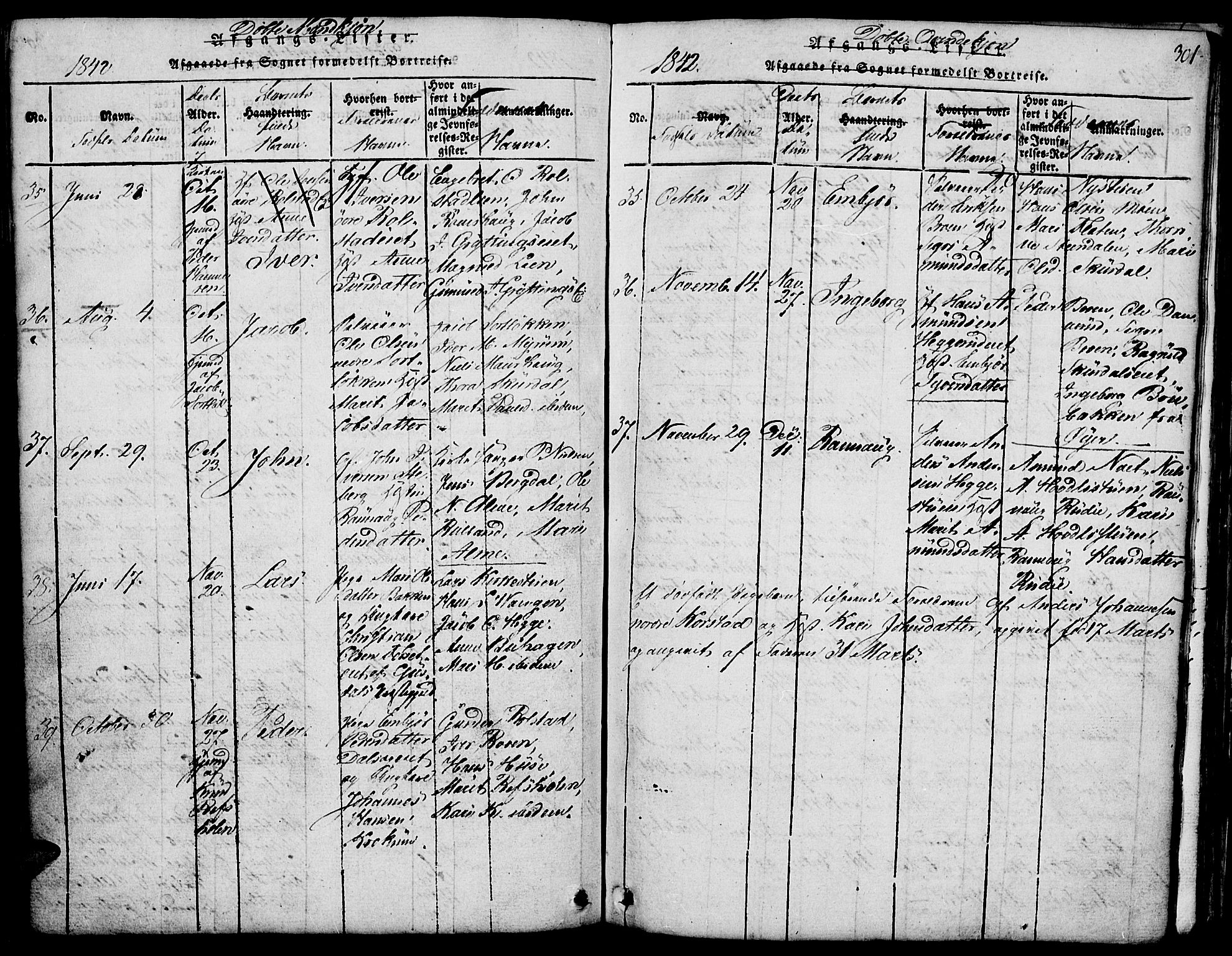 Fron prestekontor, AV/SAH-PREST-078/H/Ha/Hab/L0001: Parish register (copy) no. 1, 1816-1843, p. 301