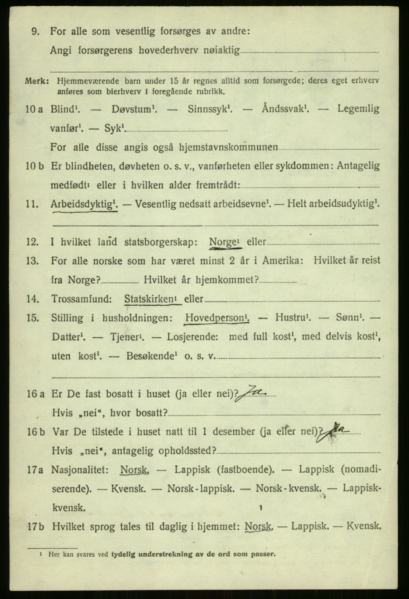 SATØ, 1920 census for Malangen, 1920, p. 4292