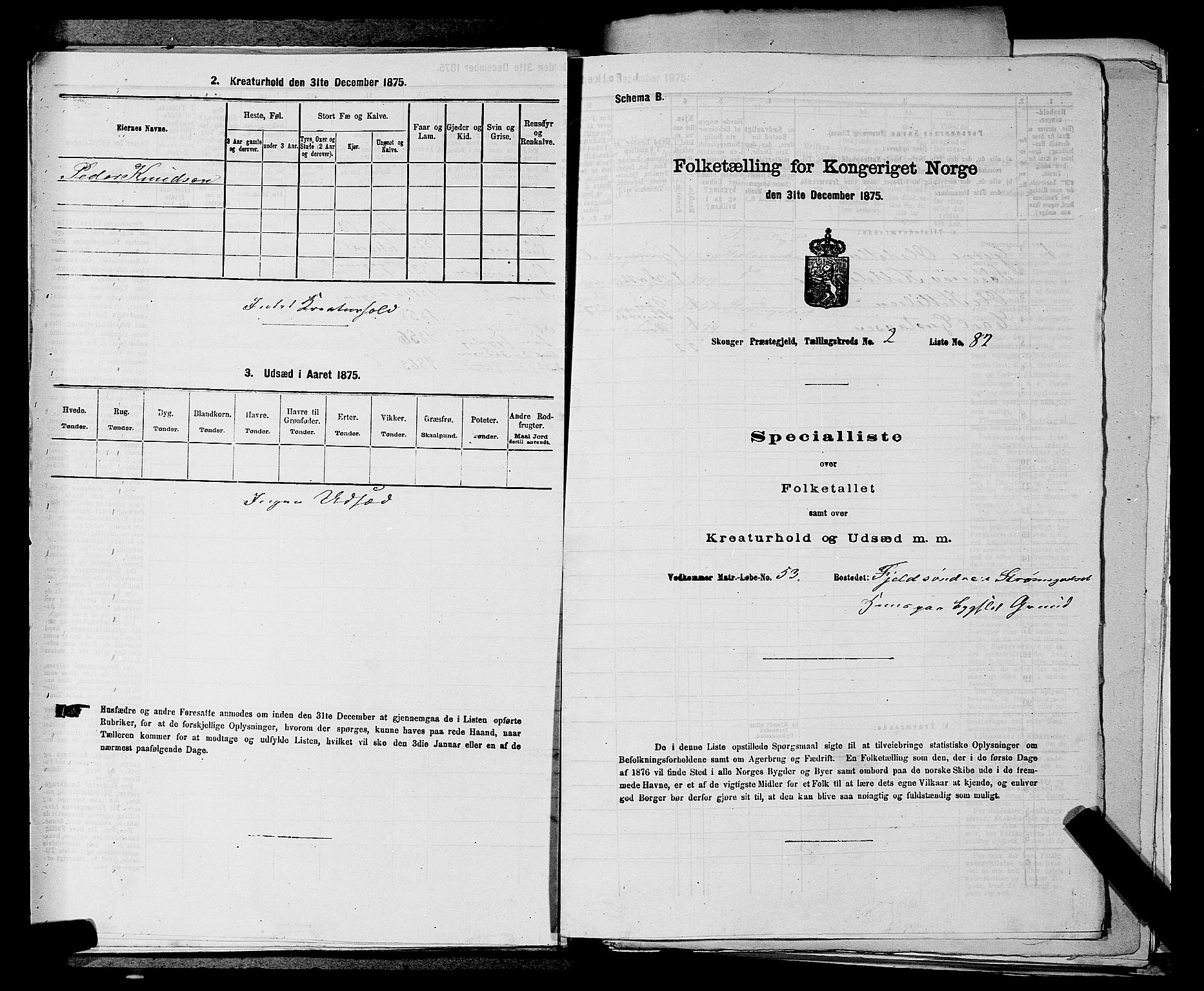 SAKO, 1875 census for 0712P Skoger, 1875, p. 319