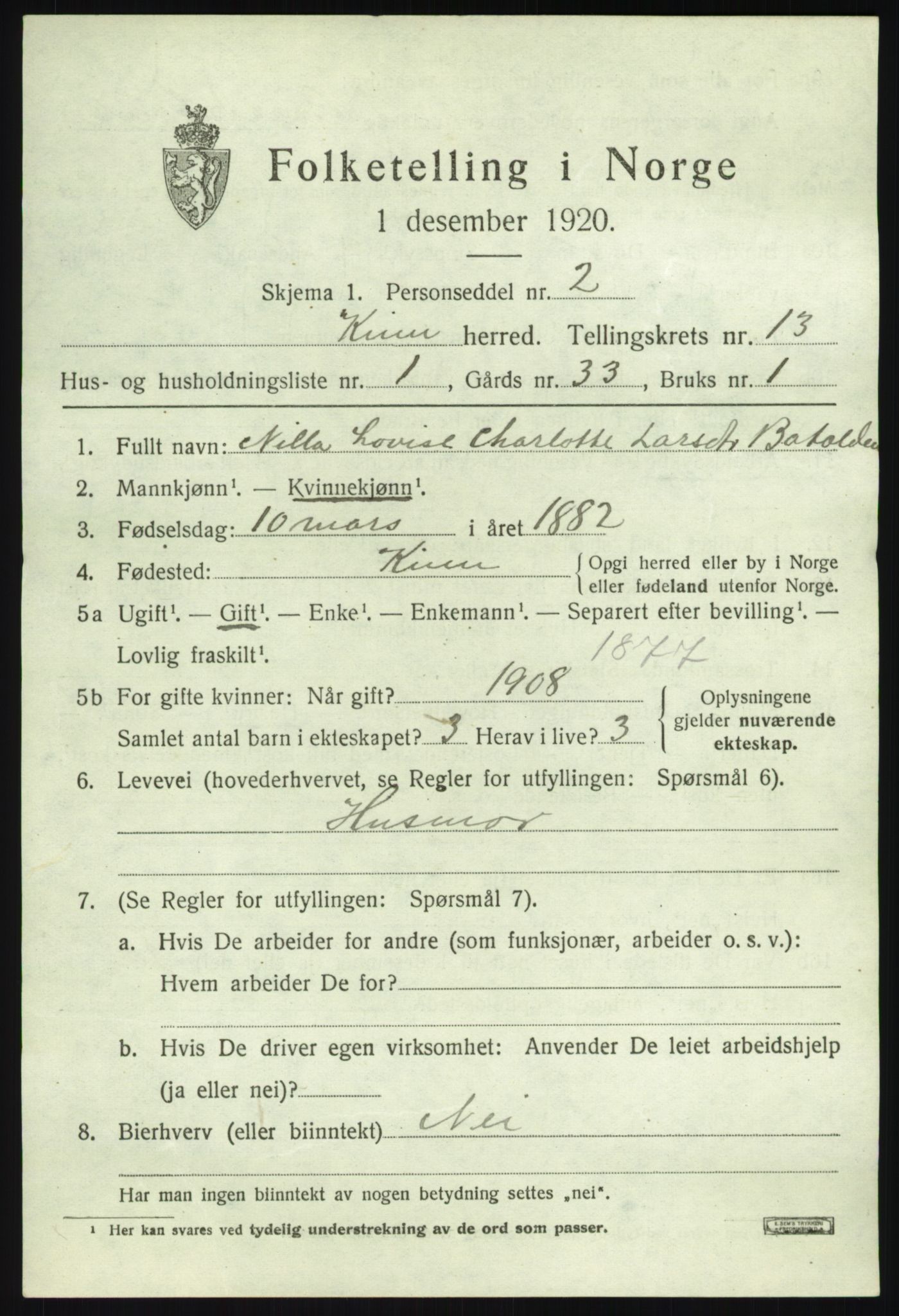 SAB, 1920 census for Kinn, 1920, p. 4675