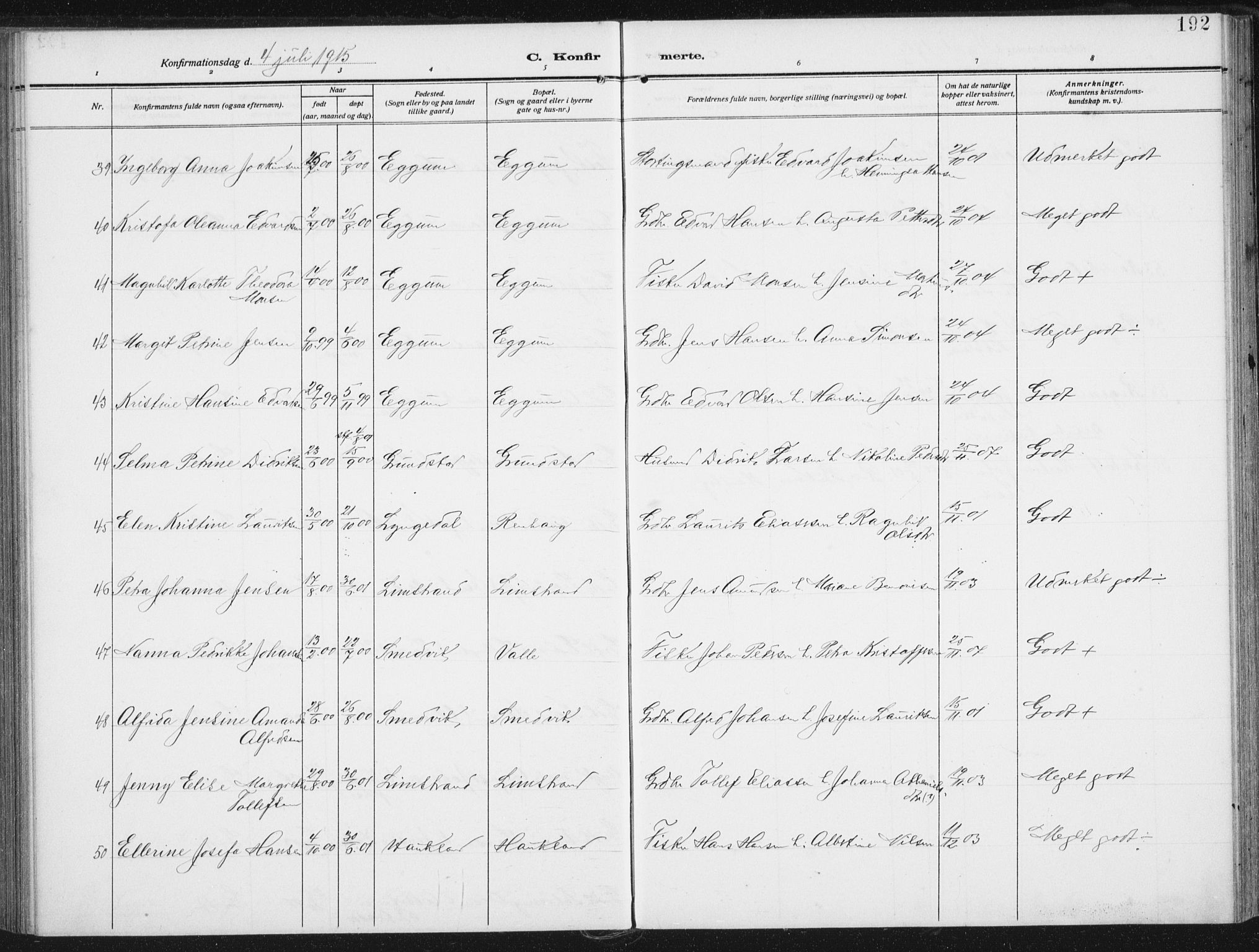 Ministerialprotokoller, klokkerbøker og fødselsregistre - Nordland, AV/SAT-A-1459/880/L1135: Parish register (official) no. 880A09, 1908-1919, p. 192