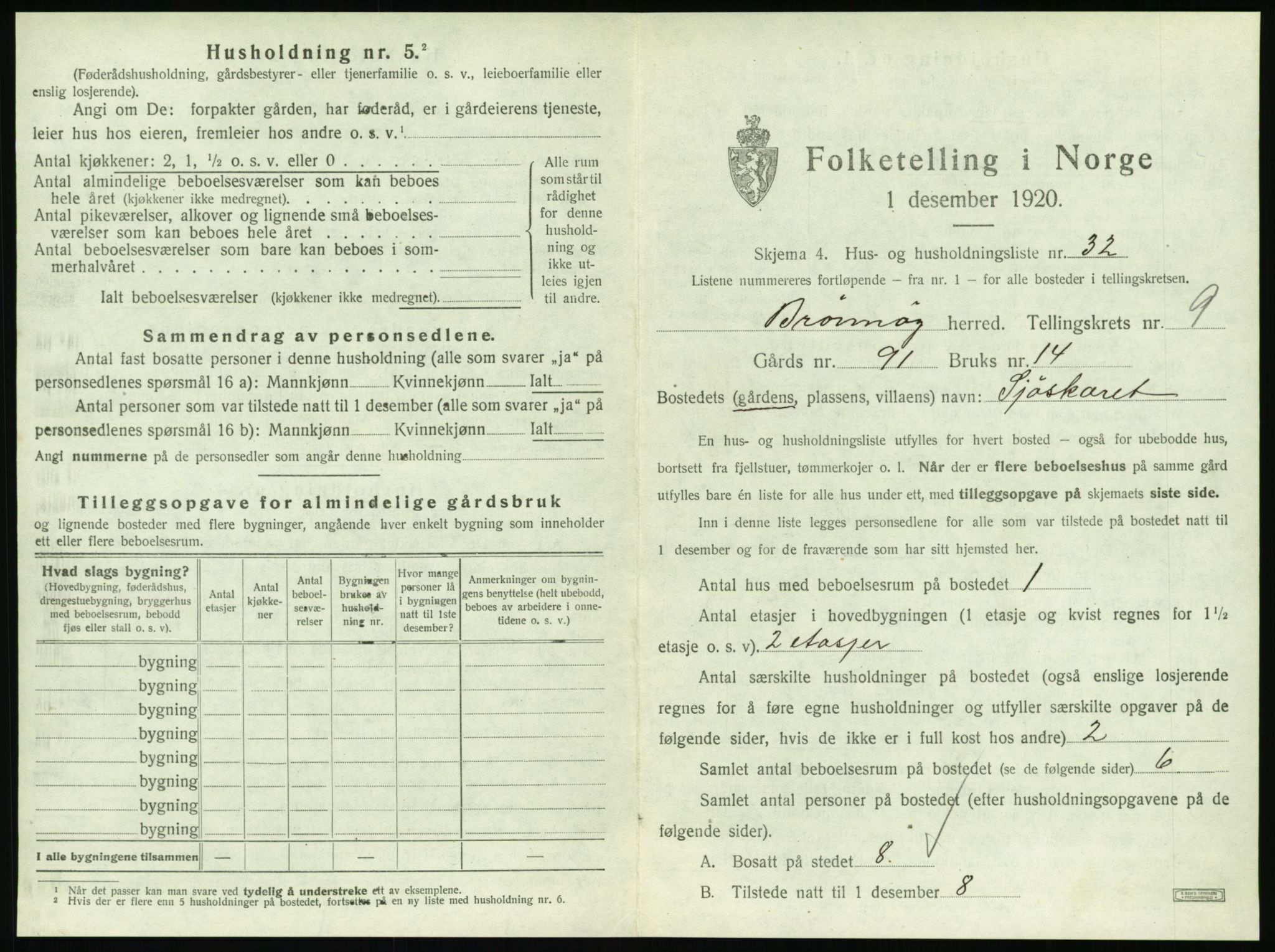 SAT, 1920 census for Brønnøy, 1920, p. 960