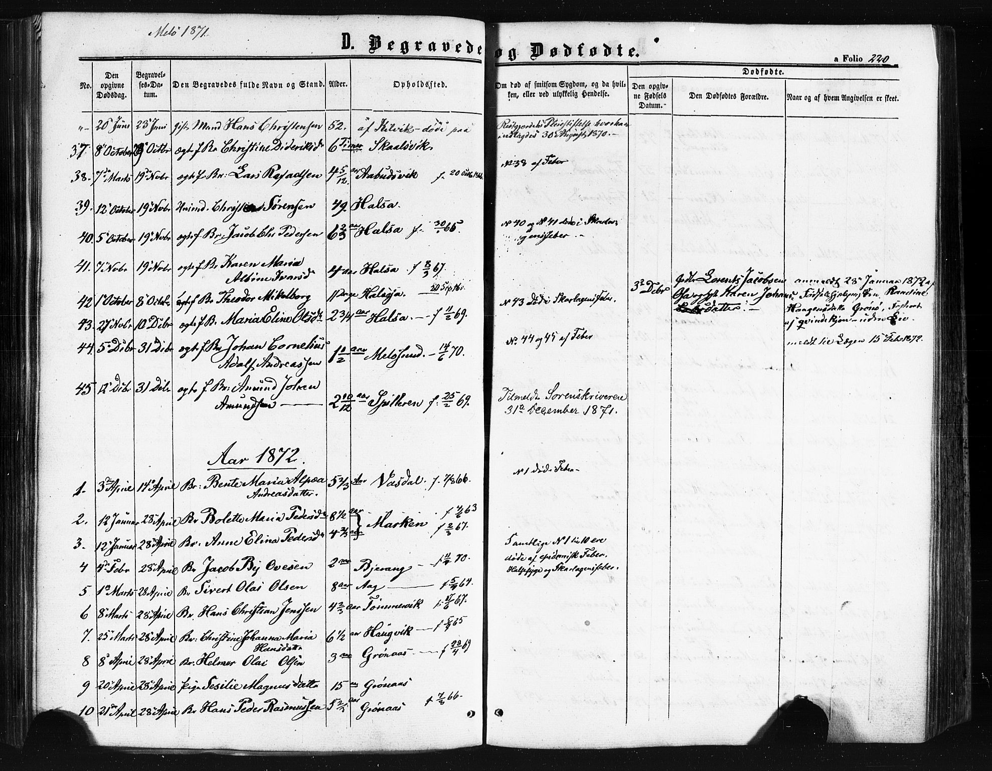 Ministerialprotokoller, klokkerbøker og fødselsregistre - Nordland, SAT/A-1459/841/L0607: Parish register (official) no. 841A11 /2, 1863-1877, p. 220
