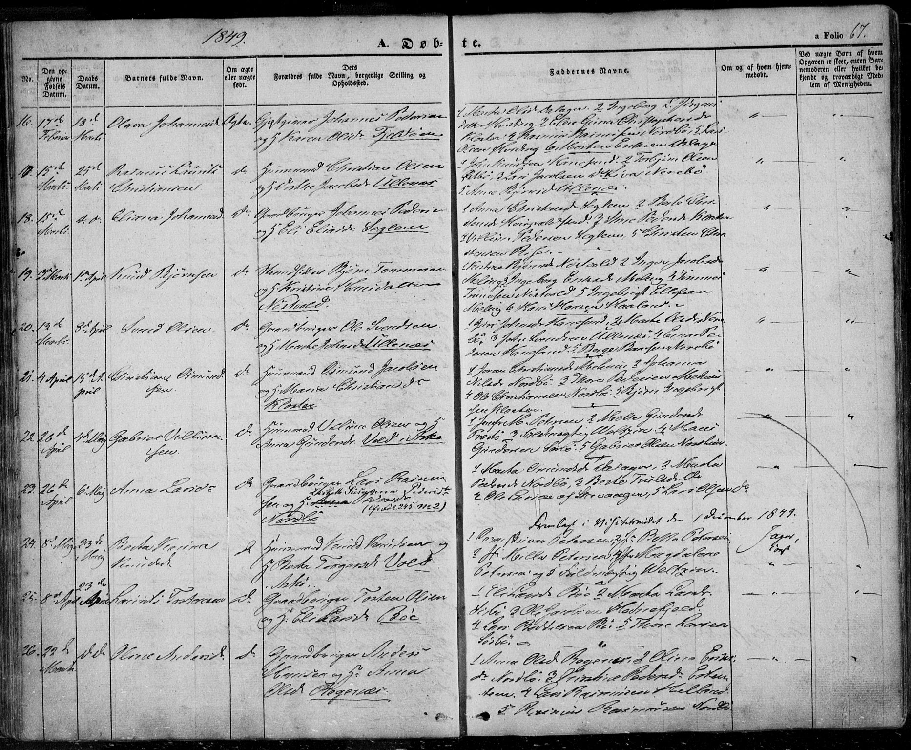 Rennesøy sokneprestkontor, SAST/A -101827/H/Ha/Haa/L0005: Parish register (official) no. A 5, 1838-1859, p. 67