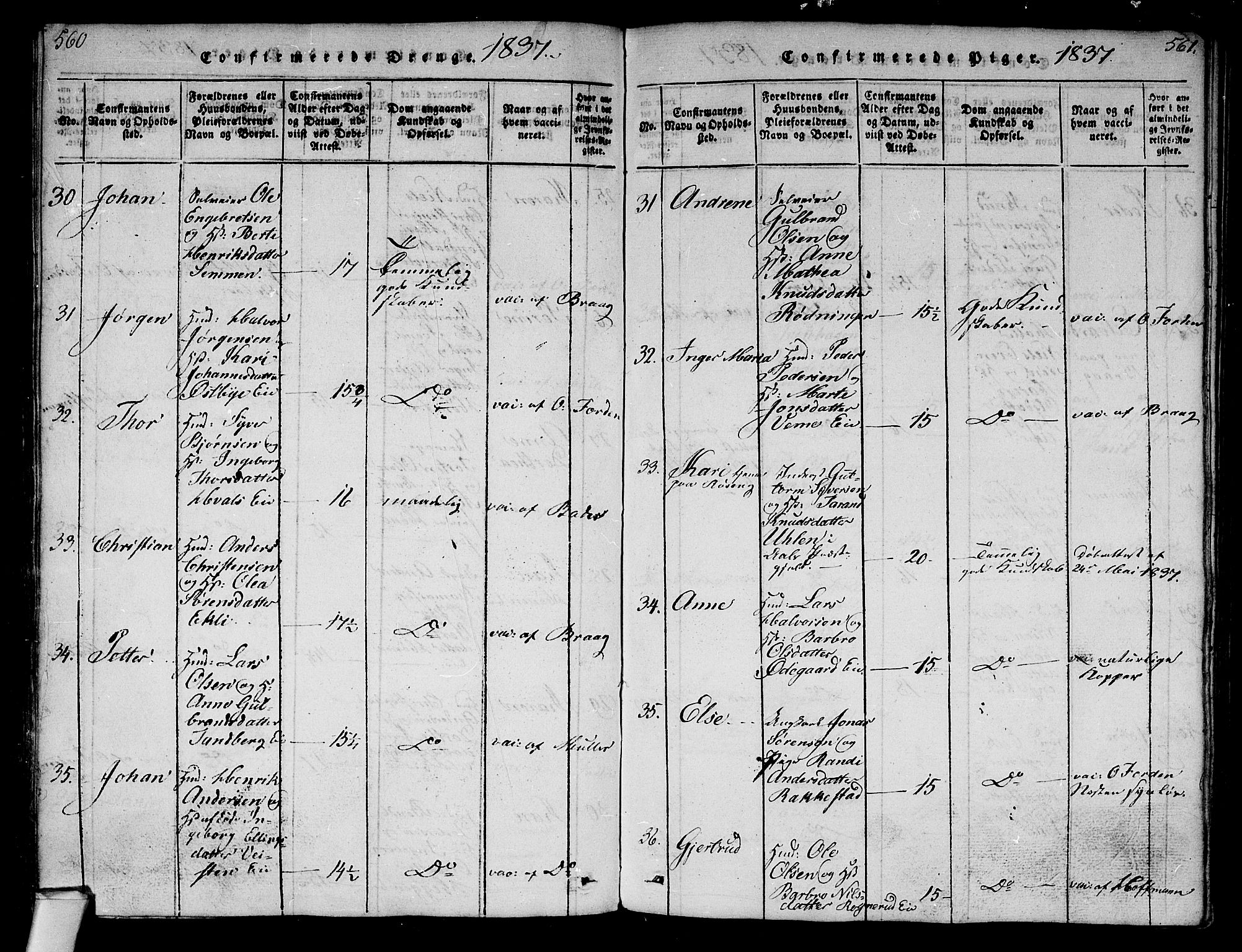 Norderhov kirkebøker, AV/SAKO-A-237/G/Ga/L0003: Parish register (copy) no. I 3 /1, 1814-1876, p. 560-561