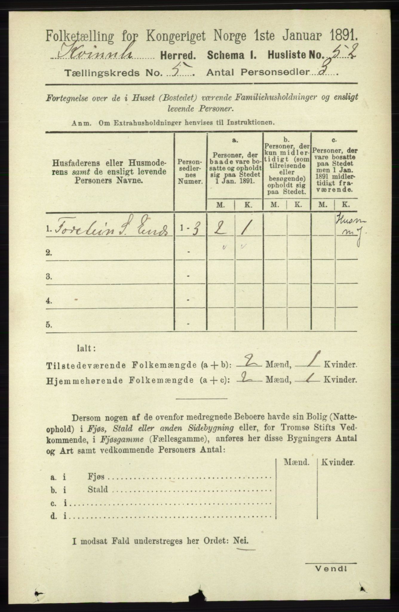 RA, 1891 census for 1224 Kvinnherad, 1891, p. 1733