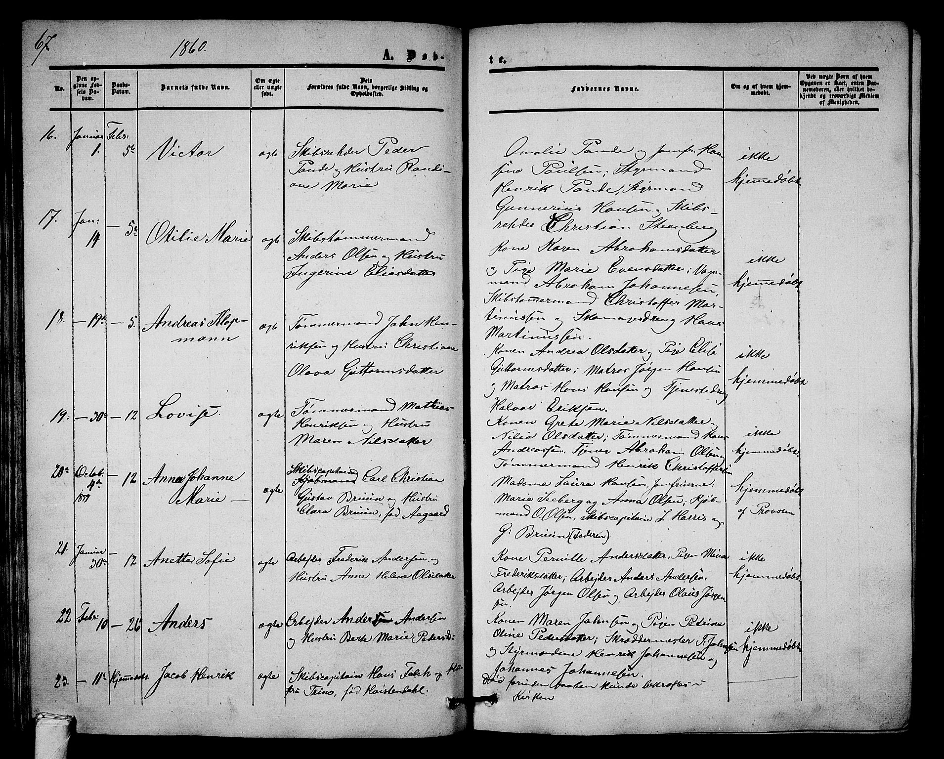 Tønsberg kirkebøker, AV/SAKO-A-330/G/Ga/L0003: Parish register (copy) no. 3, 1855-1864, p. 67