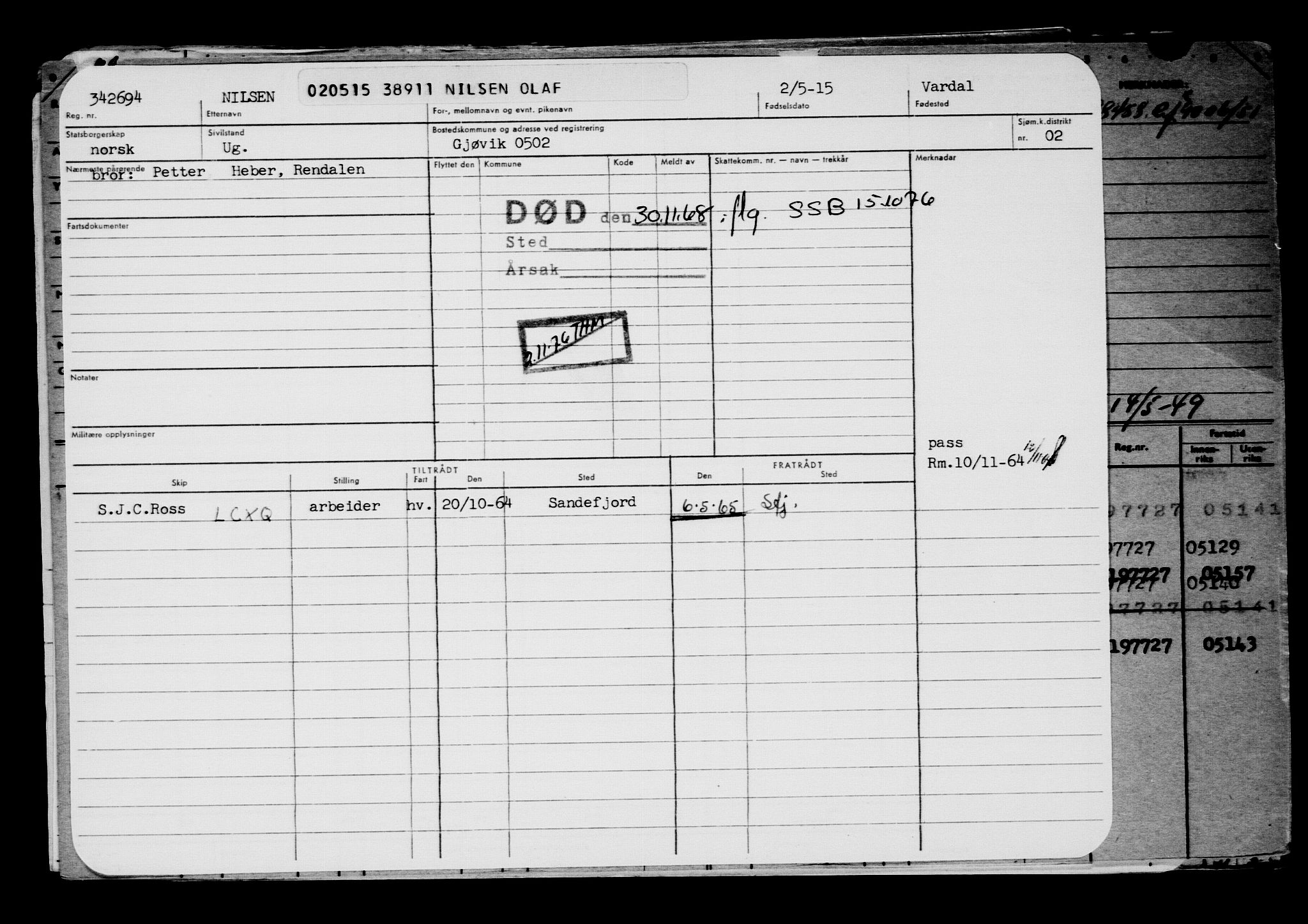 Direktoratet for sjømenn, AV/RA-S-3545/G/Gb/L0129: Hovedkort, 1915, p. 459