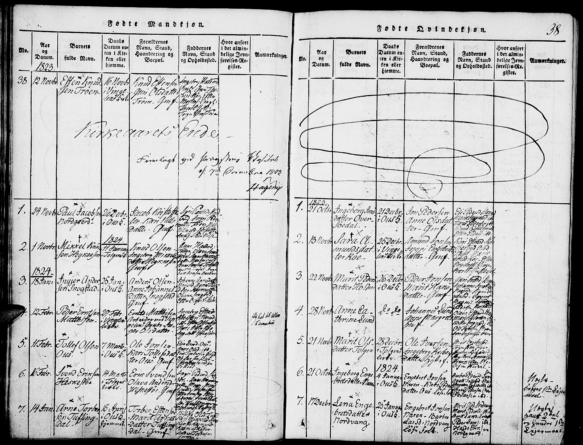 Tolga prestekontor, SAH/PREST-062/K/L0004: Parish register (official) no. 4, 1815-1836, p. 38