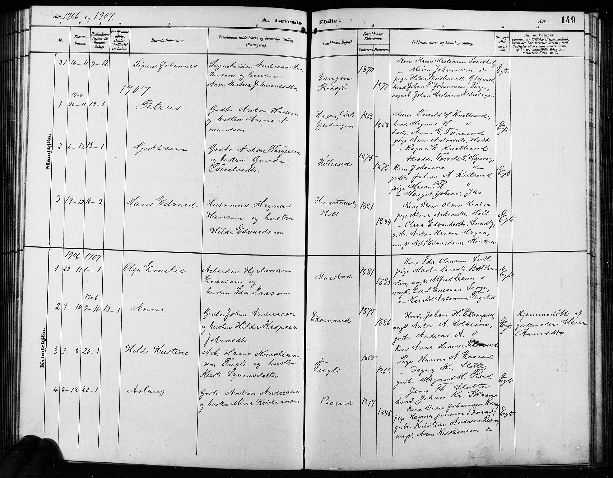 Enebakk prestekontor Kirkebøker, SAO/A-10171c/G/Ga/L0006: Parish register (copy) no. I 6, 1889-1911, p. 149