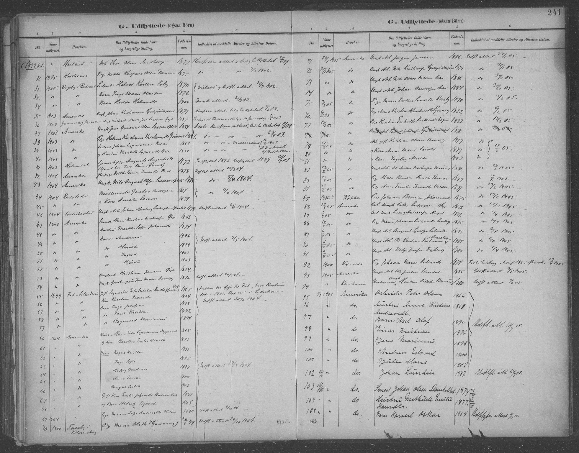 Aremark prestekontor Kirkebøker, SAO/A-10899/F/Fb/L0005: Parish register (official) no. II 5, 1895-1919, p. 241