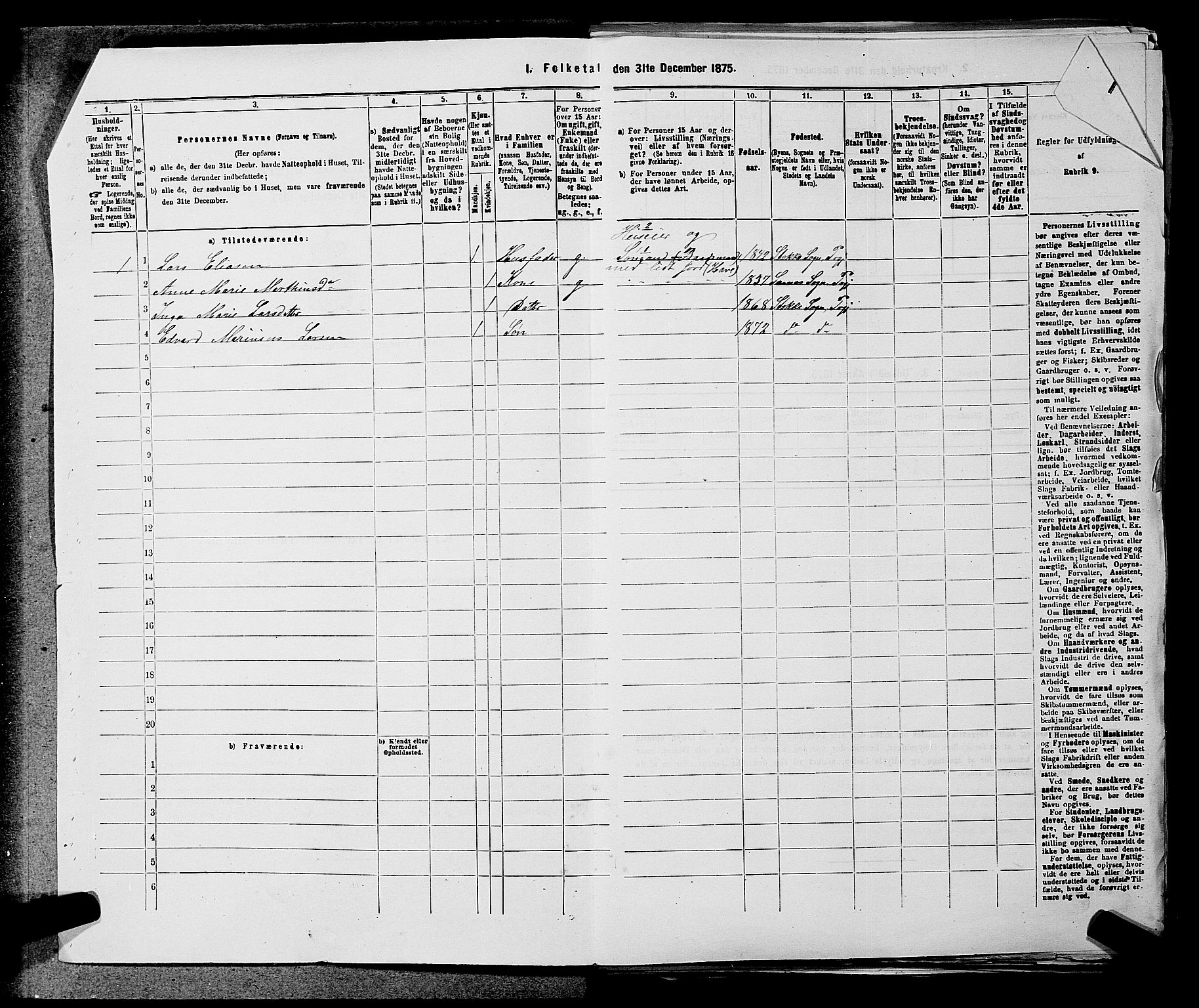 SAKO, 1875 census for 0720P Stokke, 1875, p. 60