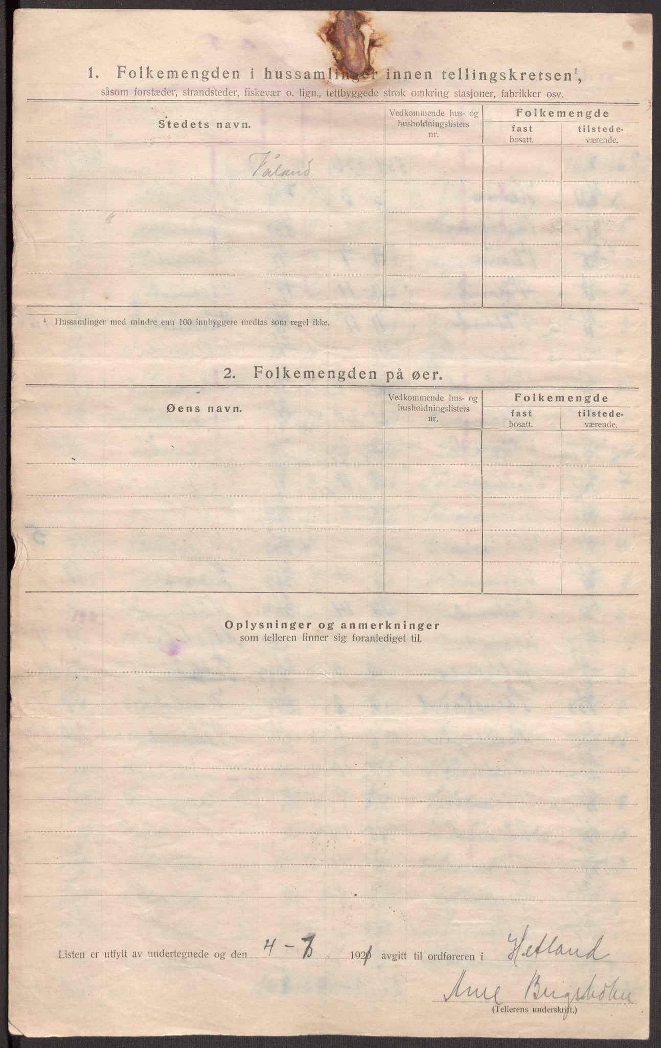 SAST, 1920 census for Hetland, 1920, p. 37