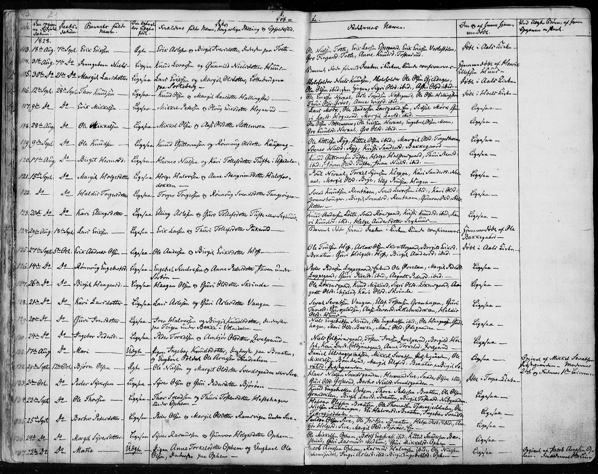 Ål kirkebøker, AV/SAKO-A-249/F/Fa/L0005: Parish register (official) no. I 5, 1825-1848, p. 23