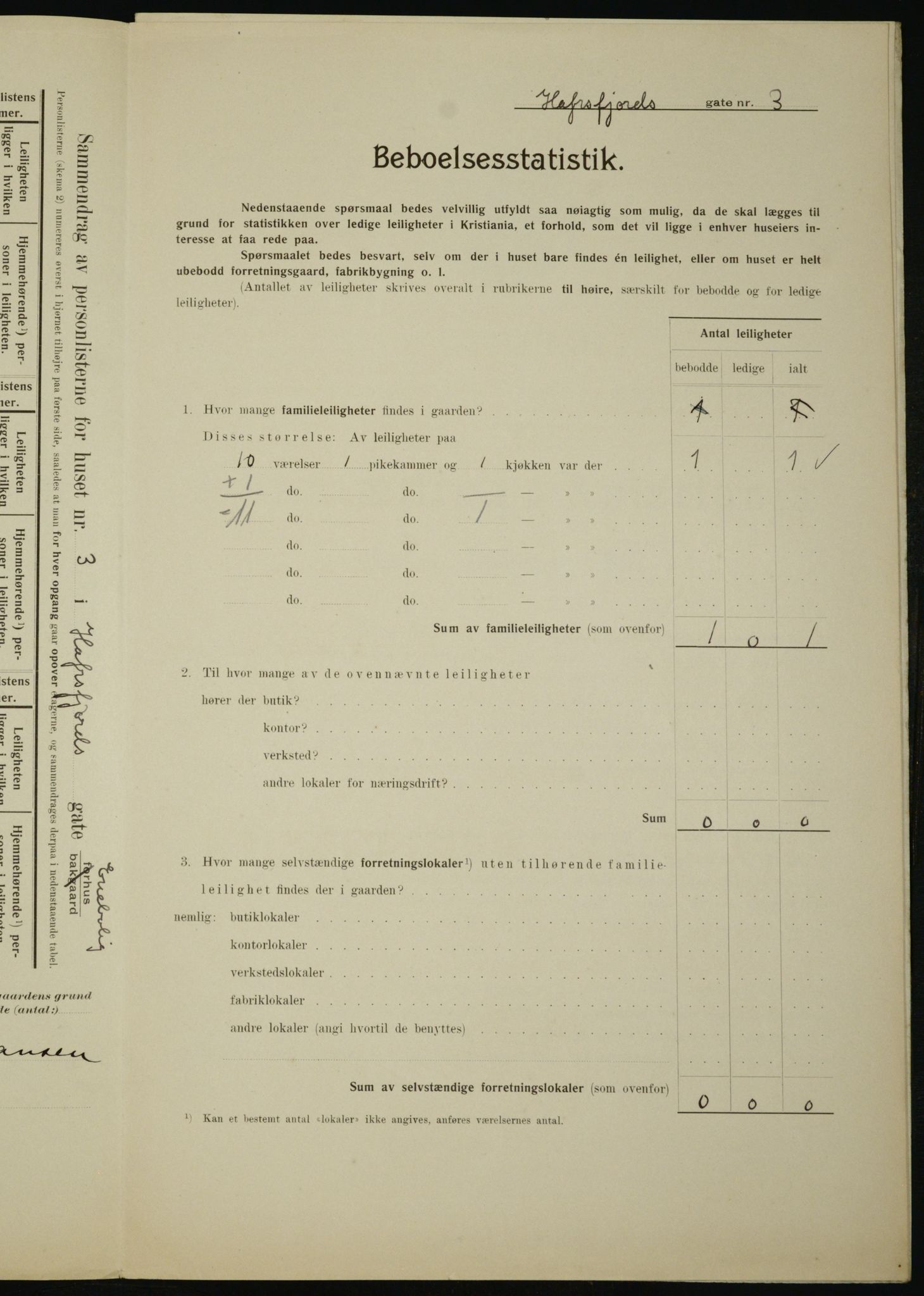 OBA, Municipal Census 1910 for Kristiania, 1910, p. 31912