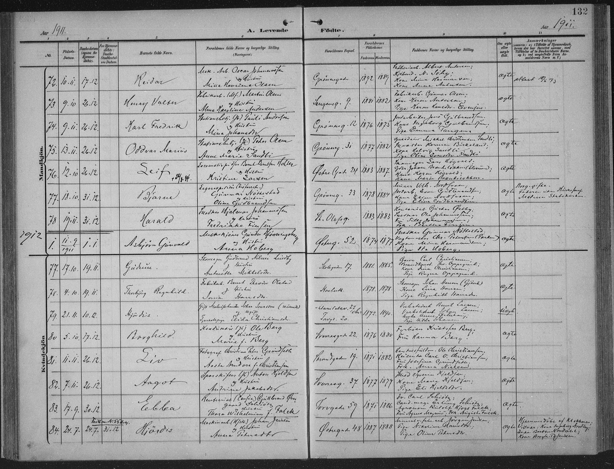 Hamar prestekontor, AV/SAH-DOMPH-002/H/Ha/Haa/L0001: Parish register (official) no. 1, 1900-1914, p. 132