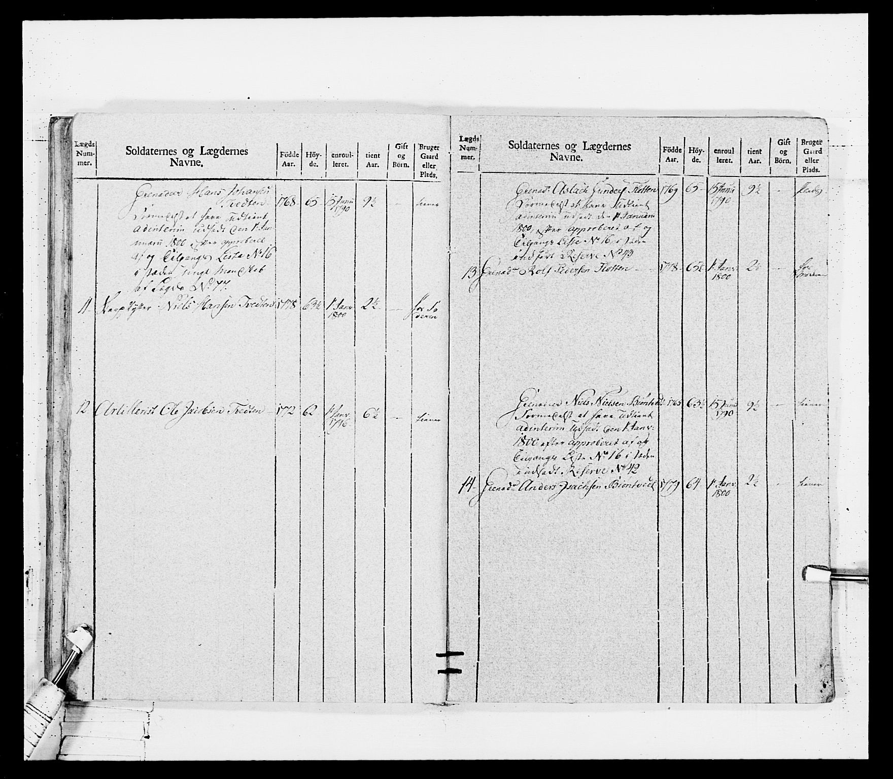 Generalitets- og kommissariatskollegiet, Det kongelige norske kommissariatskollegium, AV/RA-EA-5420/E/Eh/L0114: Telemarkske nasjonale infanteriregiment, 1789-1802, p. 229