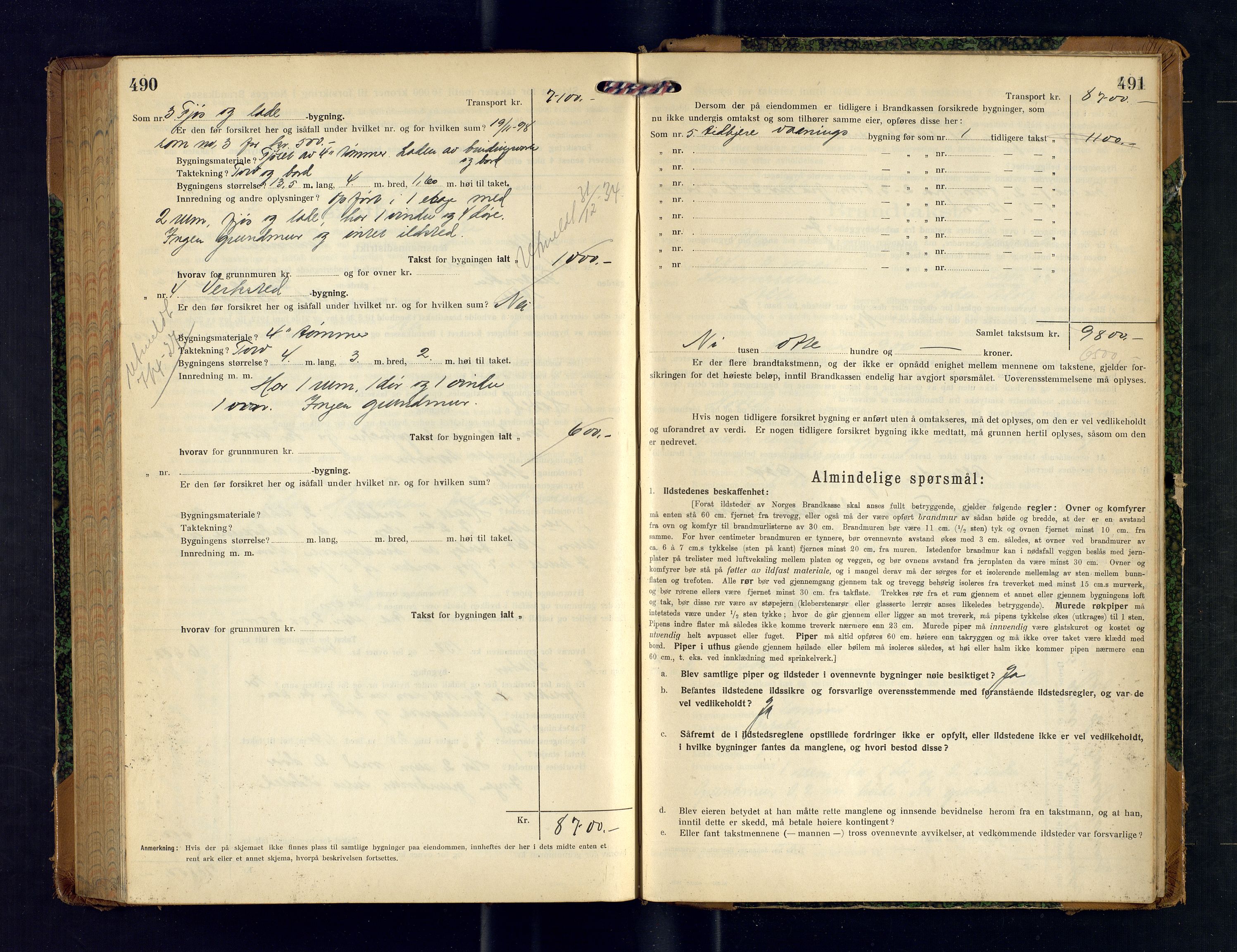 Alta lensmannskontor, AV/SATØ-S-1165/O/Ob/L0174: Branntakstprotokoll, 1921-1924, p. 490-491