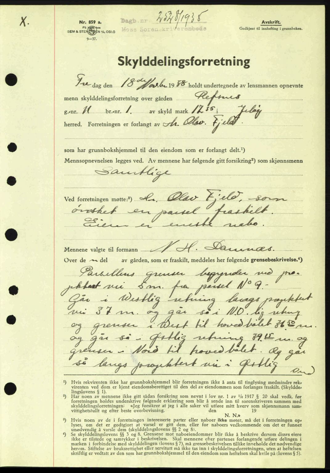 Moss sorenskriveri, SAO/A-10168: Mortgage book no. A5, 1938-1939, Diary no: : 2528/1938