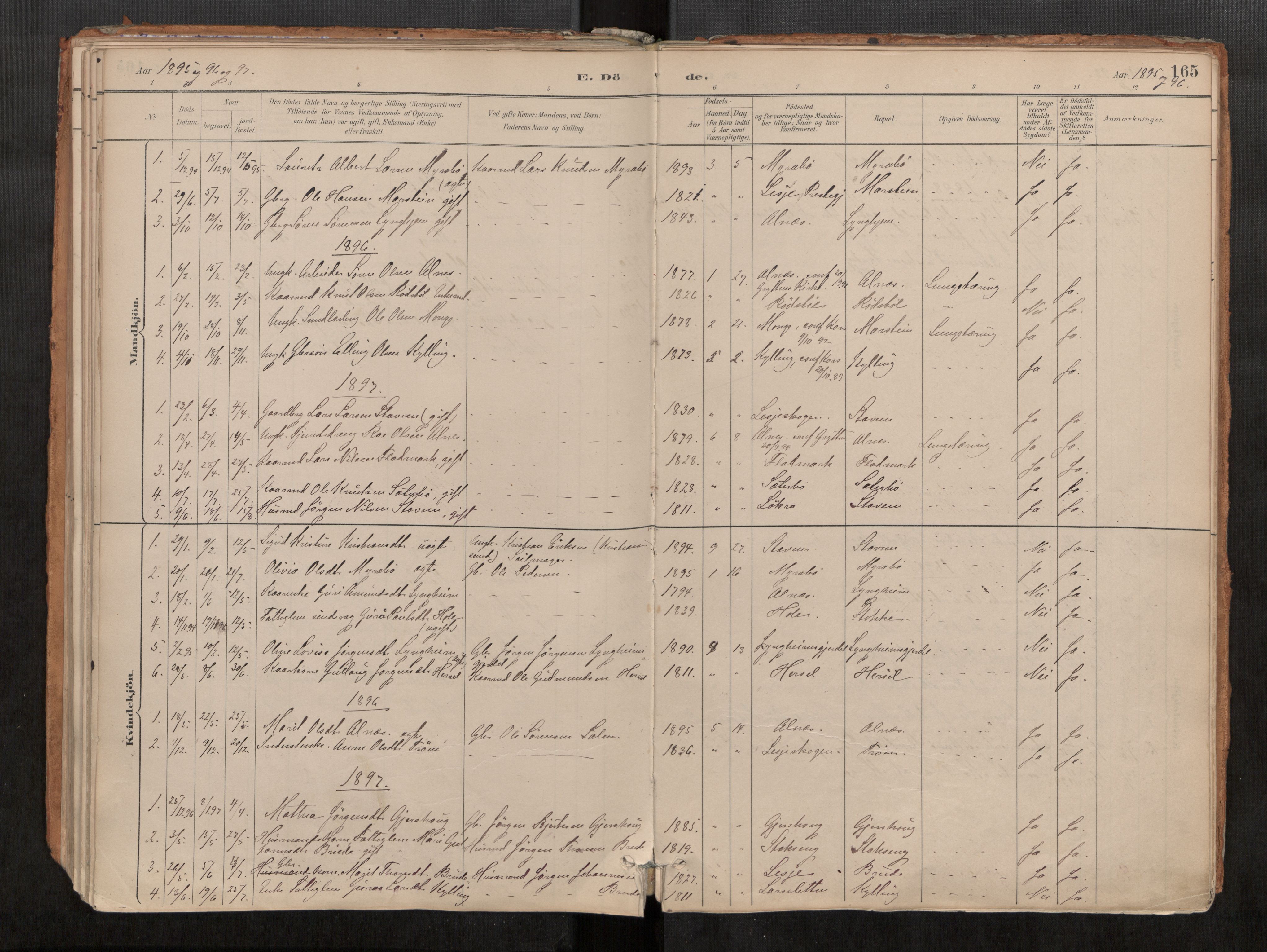 Ministerialprotokoller, klokkerbøker og fødselsregistre - Møre og Romsdal, AV/SAT-A-1454/546/L0599: Parish register (official) no. 546A03, 1882-1920, p. 165