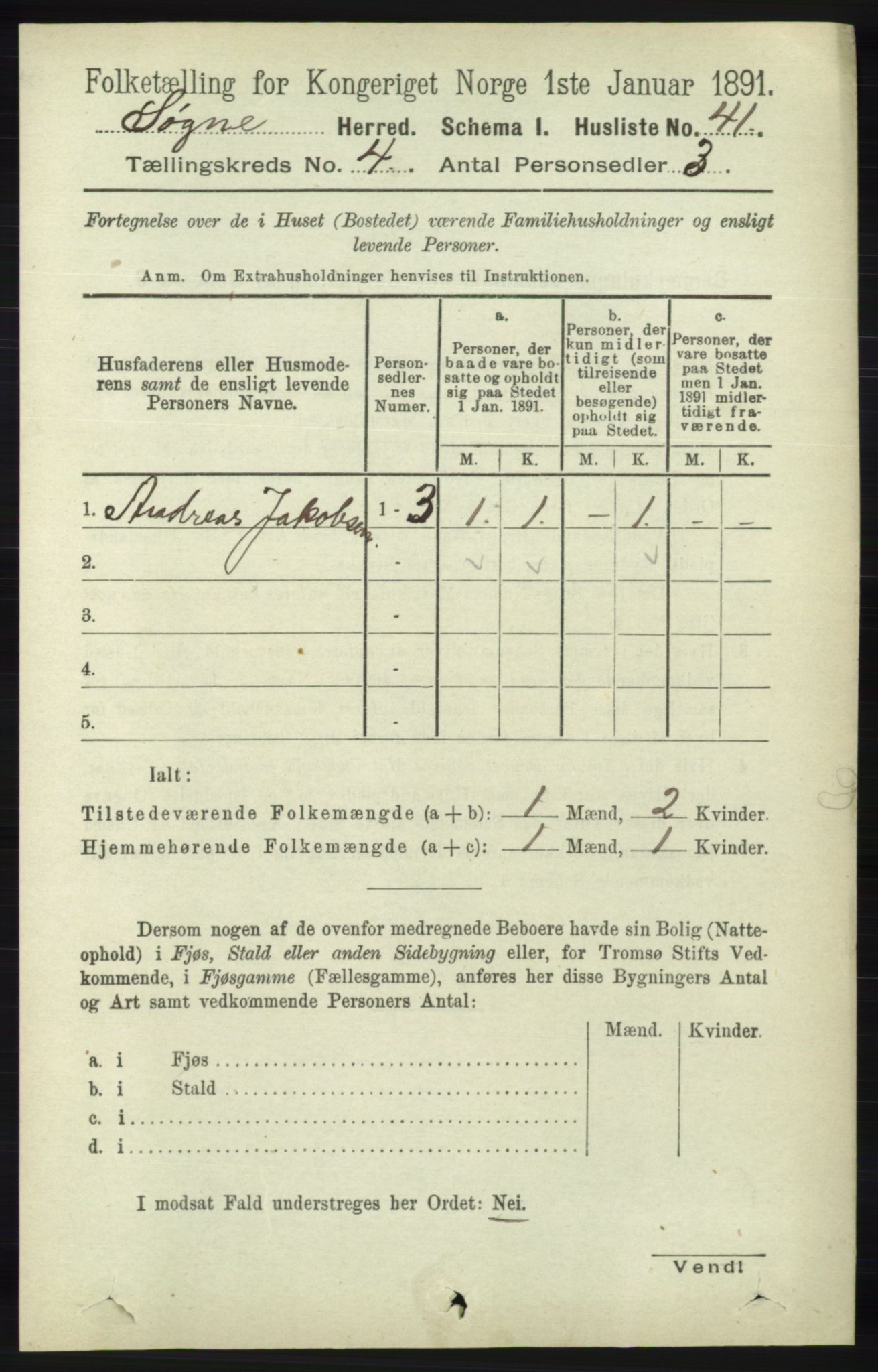 RA, 1891 census for 1018 Søgne, 1891, p. 624