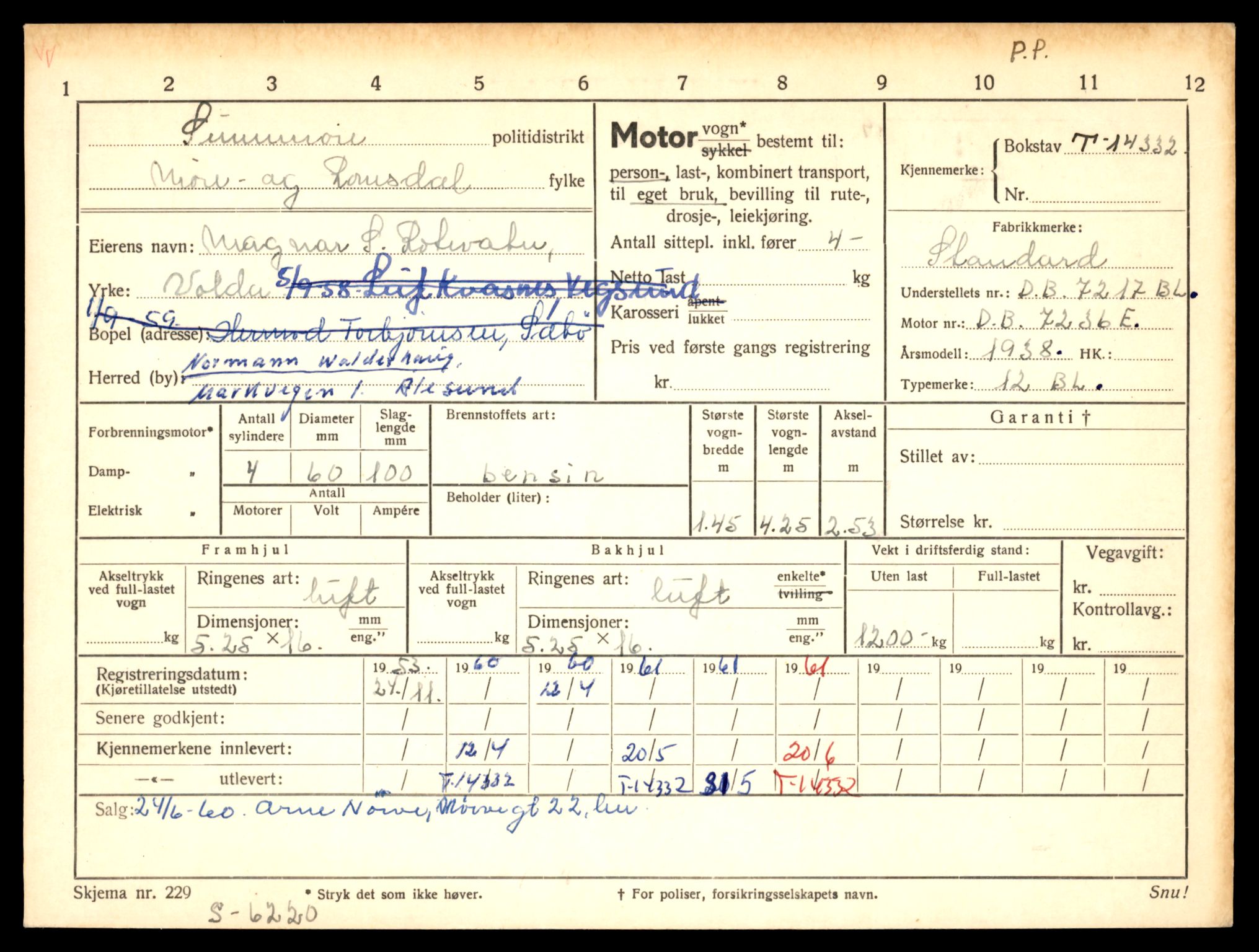 Møre og Romsdal vegkontor - Ålesund trafikkstasjon, AV/SAT-A-4099/F/Fe/L0045: Registreringskort for kjøretøy T 14320 - T 14444, 1927-1998, p. 375