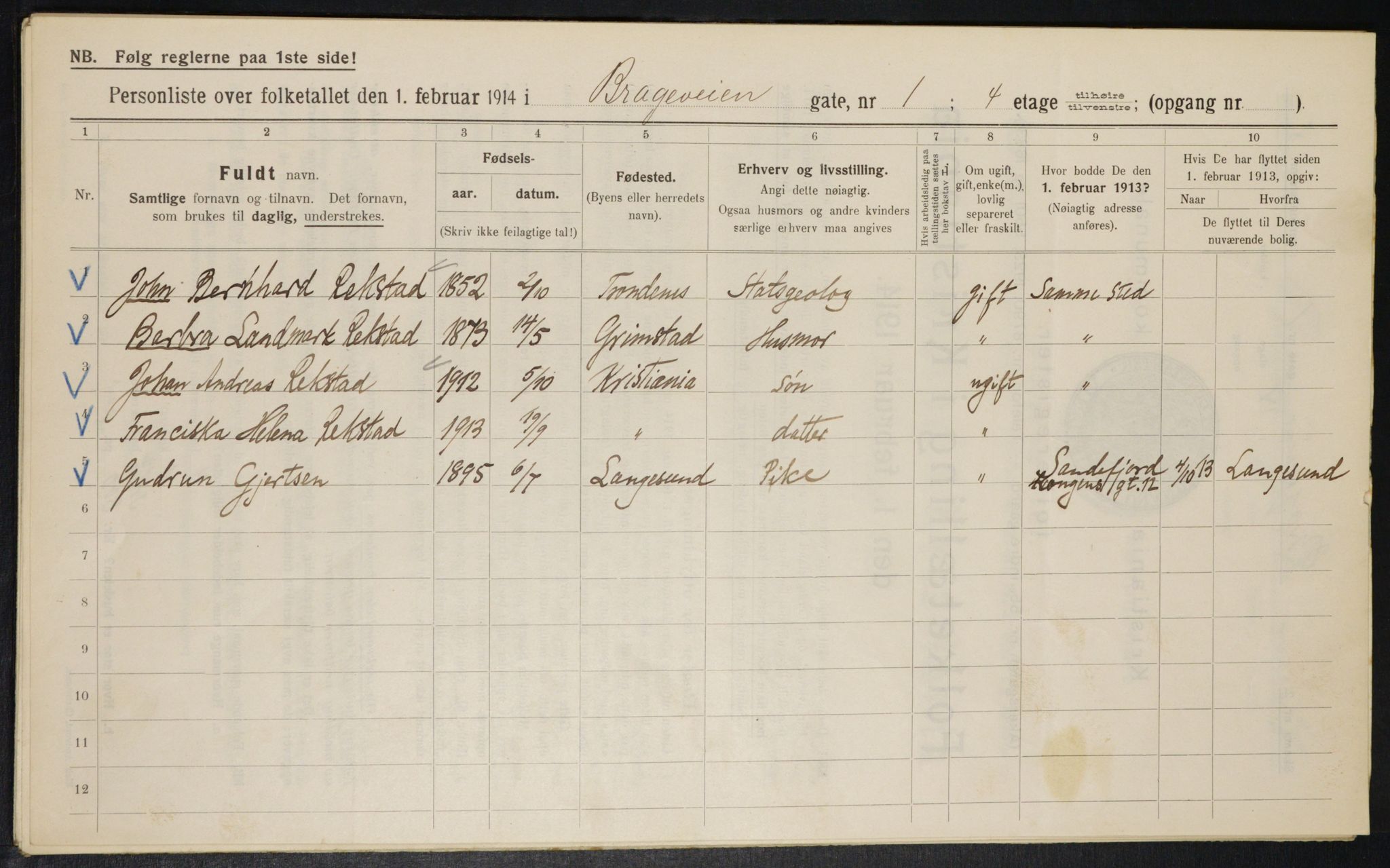 OBA, Municipal Census 1914 for Kristiania, 1914, p. 8061