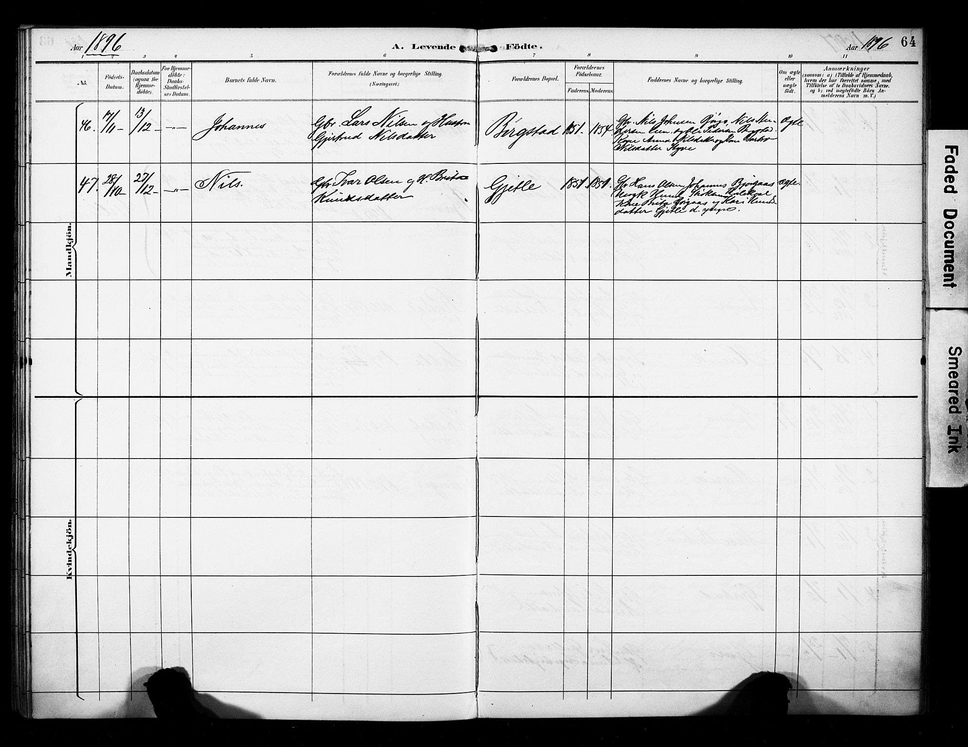 Evanger sokneprestembete, AV/SAB-A-99924: Parish register (official) no. A 2, 1892-1899, p. 64