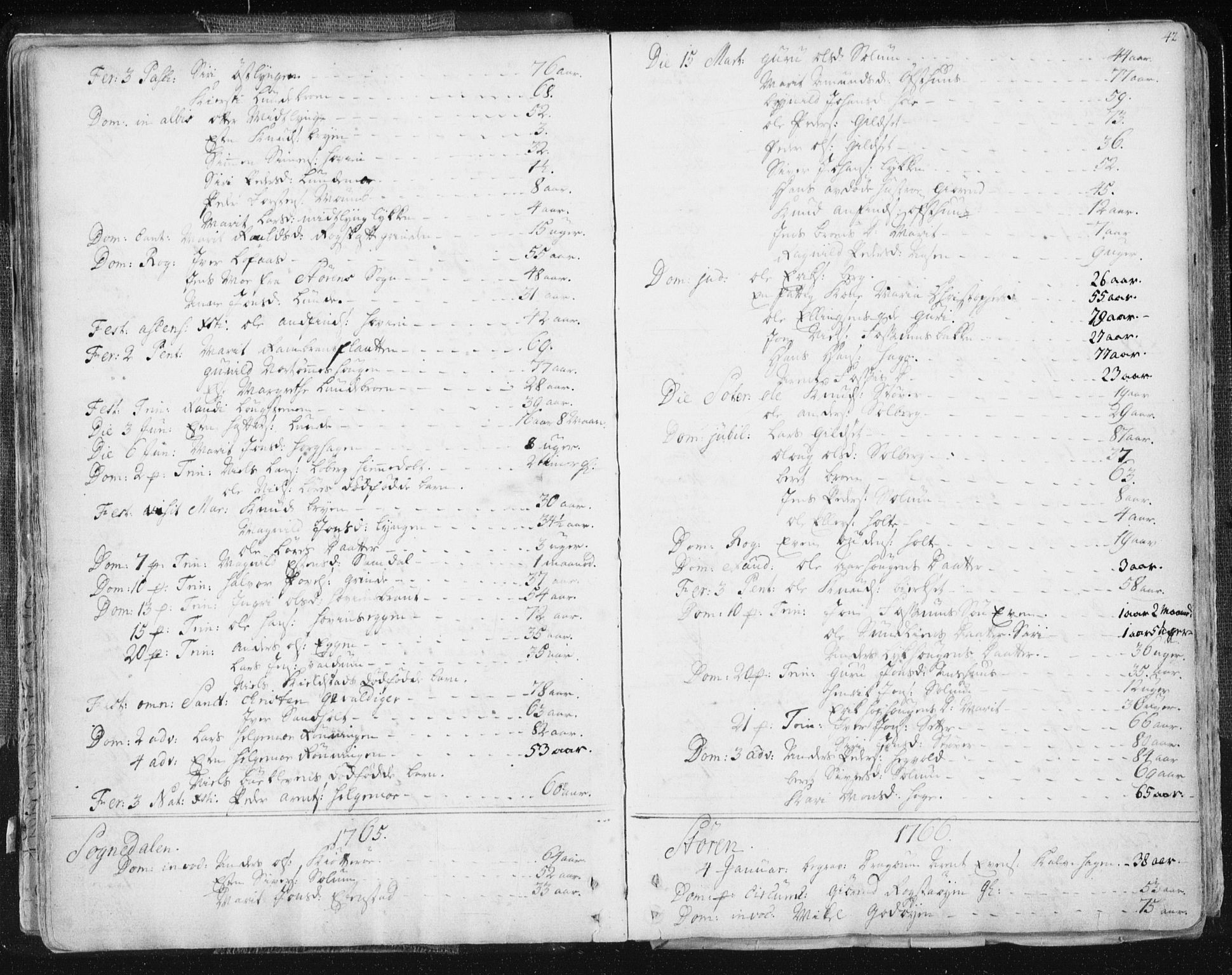 Ministerialprotokoller, klokkerbøker og fødselsregistre - Sør-Trøndelag, AV/SAT-A-1456/687/L0991: Parish register (official) no. 687A02, 1747-1790, p. 42