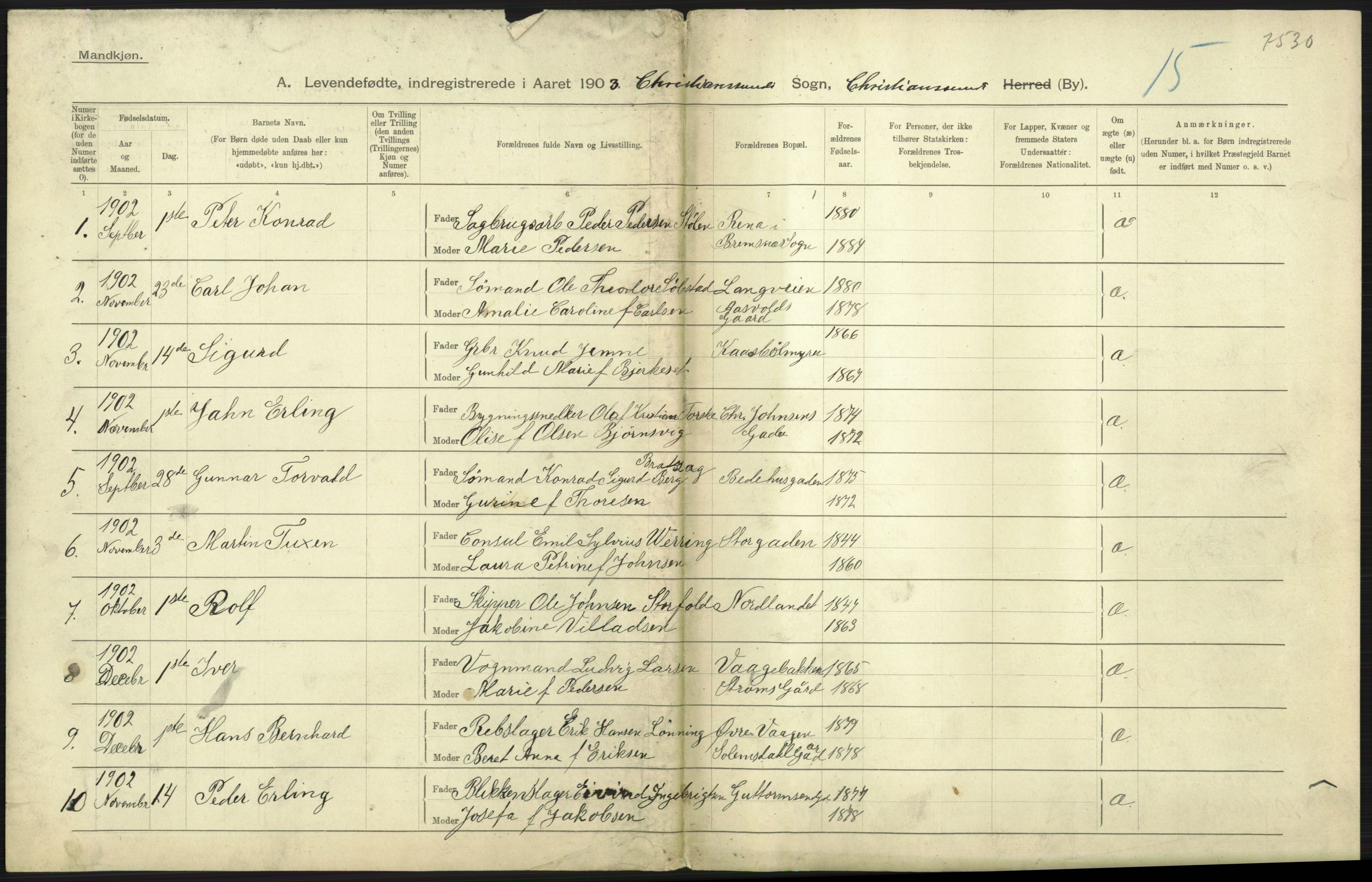 Statistisk sentralbyrå, Sosiodemografiske emner, Befolkning, RA/S-2228/D/Df/Dfa/Dfaa/L0016: Romsdal amt: Fødte, gifte, døde., 1903, p. 421