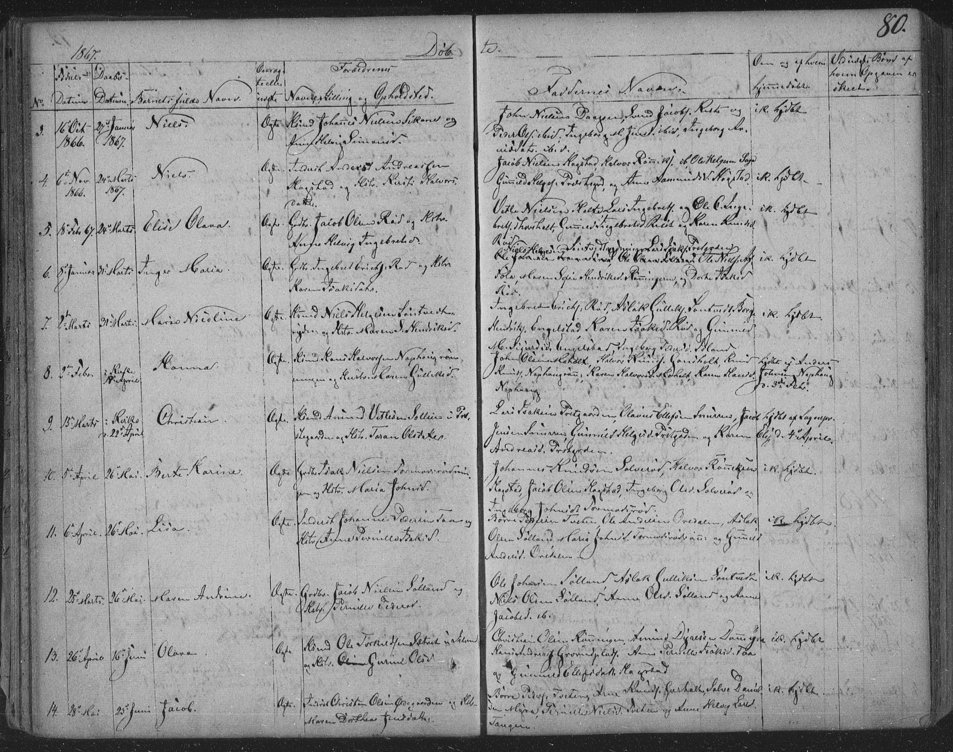 Siljan kirkebøker, AV/SAKO-A-300/F/Fa/L0001: Parish register (official) no. 1, 1831-1870, p. 80