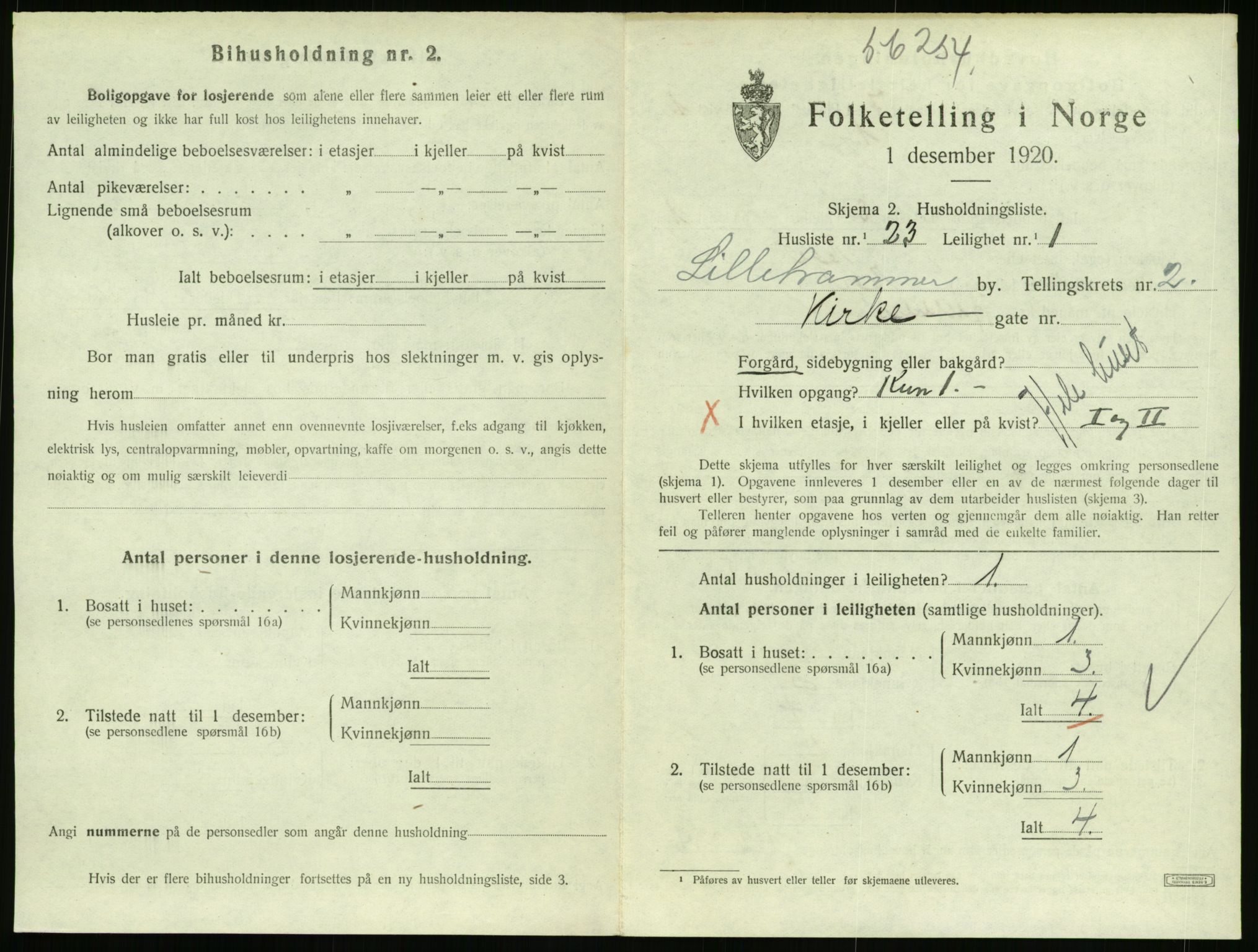 SAH, 1920 census for Lillehammer, 1920, p. 1594