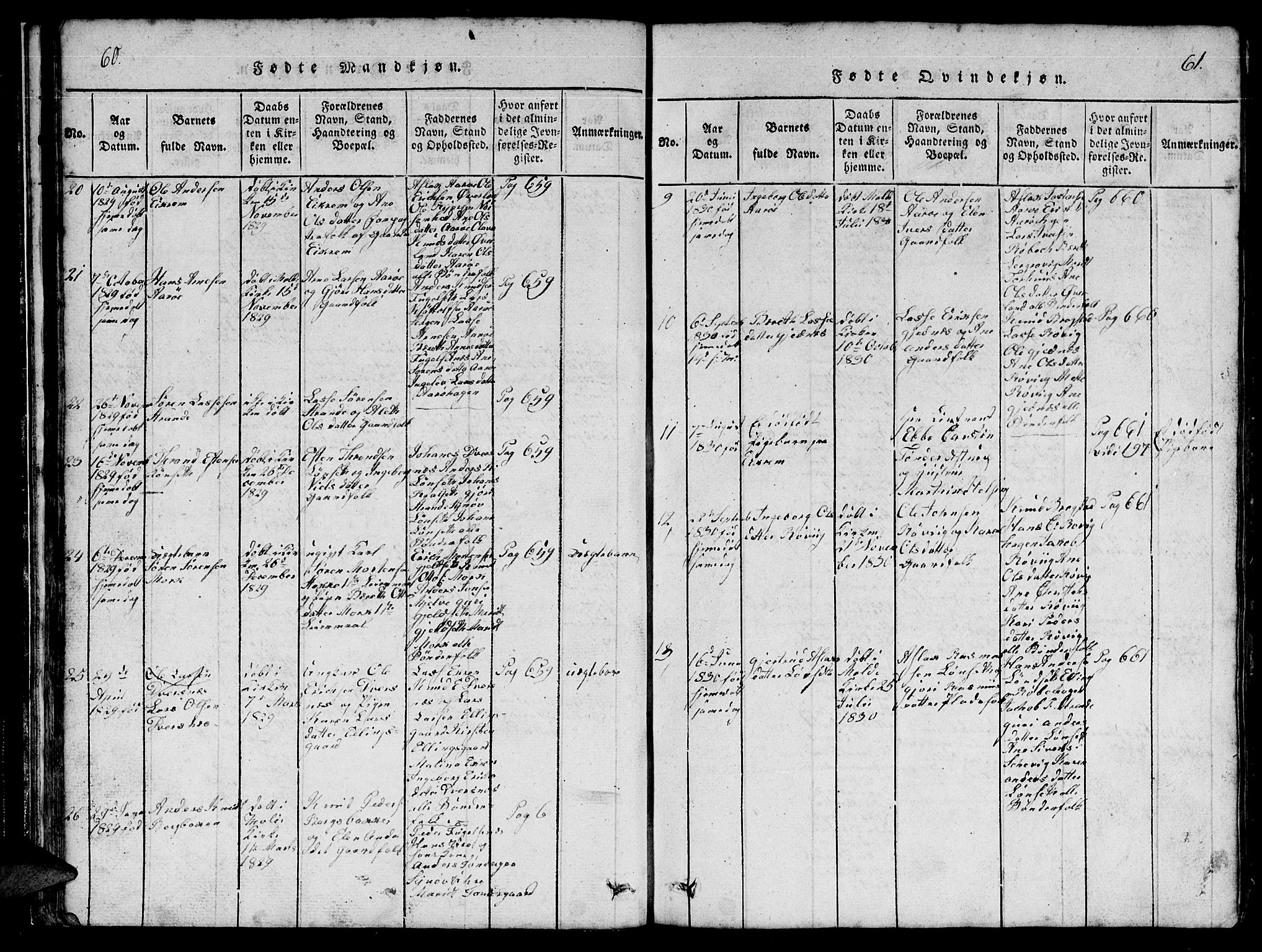 Ministerialprotokoller, klokkerbøker og fødselsregistre - Møre og Romsdal, SAT/A-1454/555/L0665: Parish register (copy) no. 555C01, 1818-1868, p. 60-61